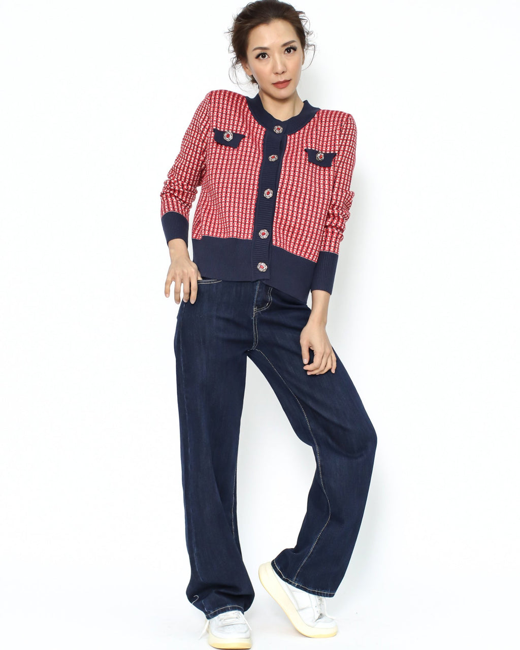 dark blue straight legs jean - S