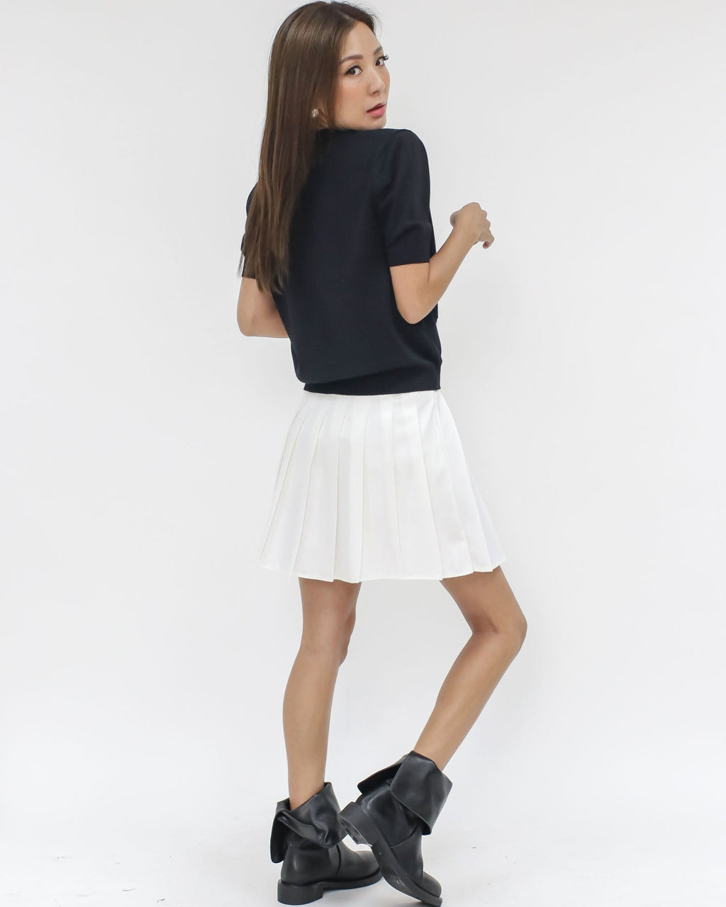 ivory pleats crepe skorts -S