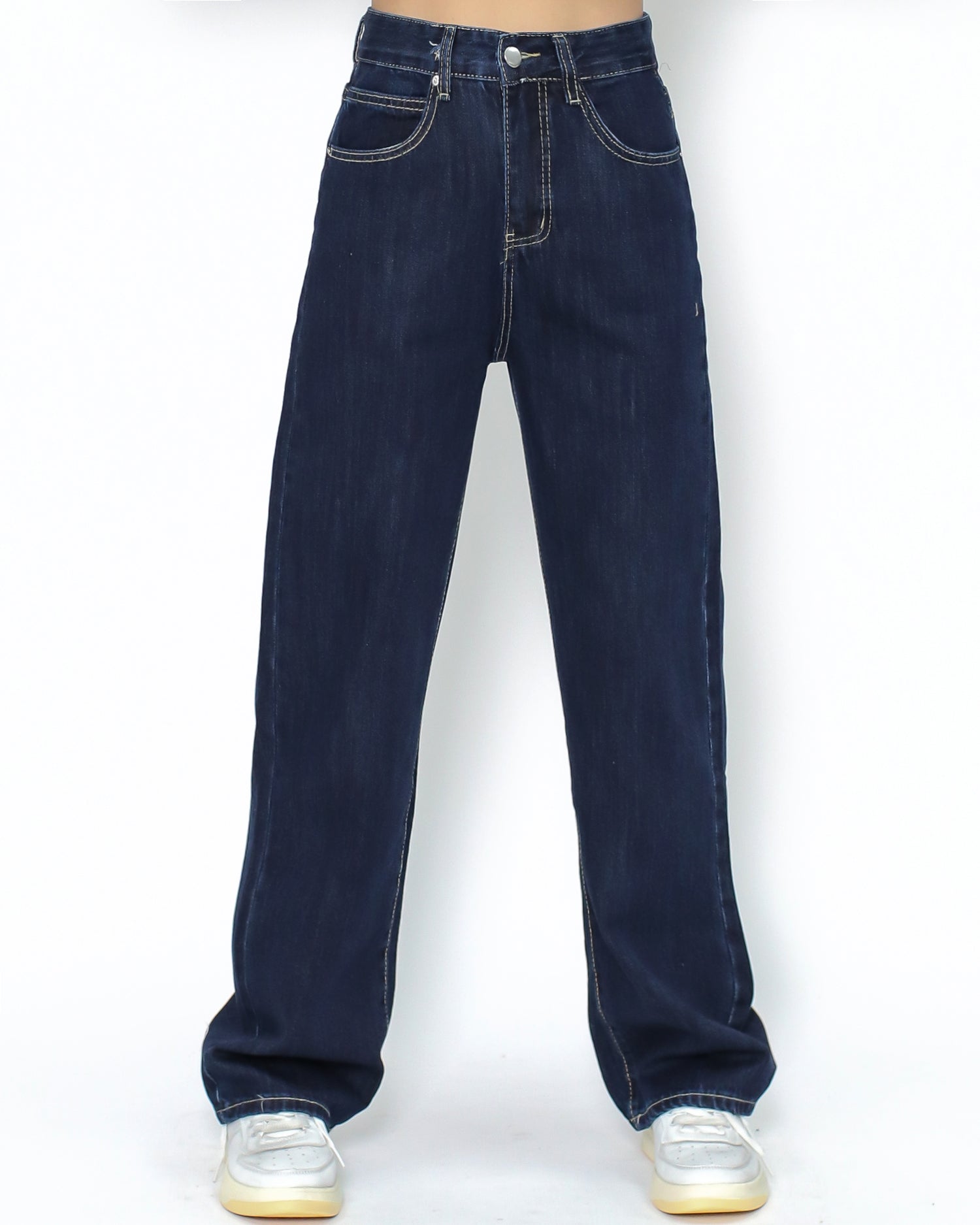 dark blue straight legs jean - S