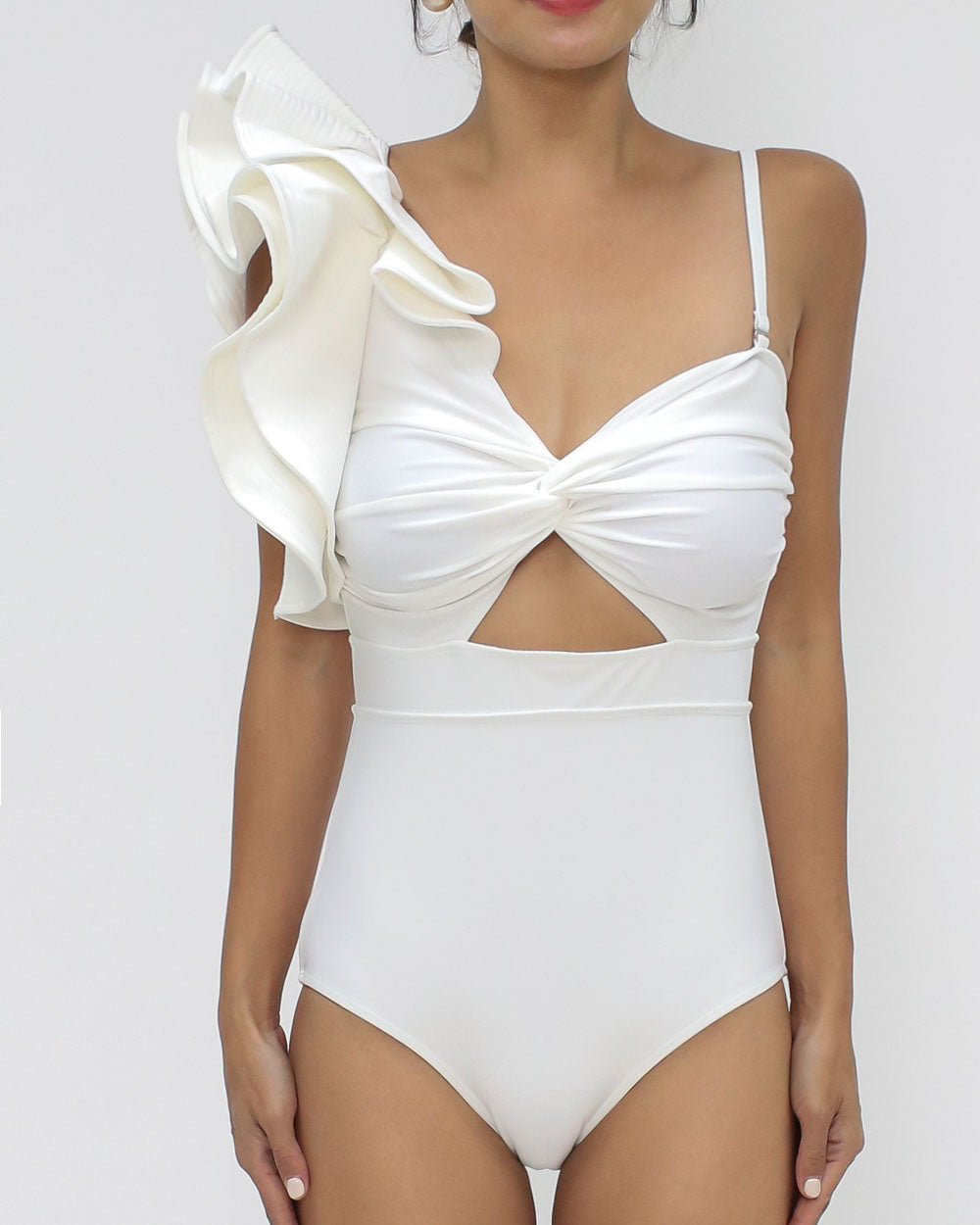 ivory ruffles one piece swimwear *pre-order*