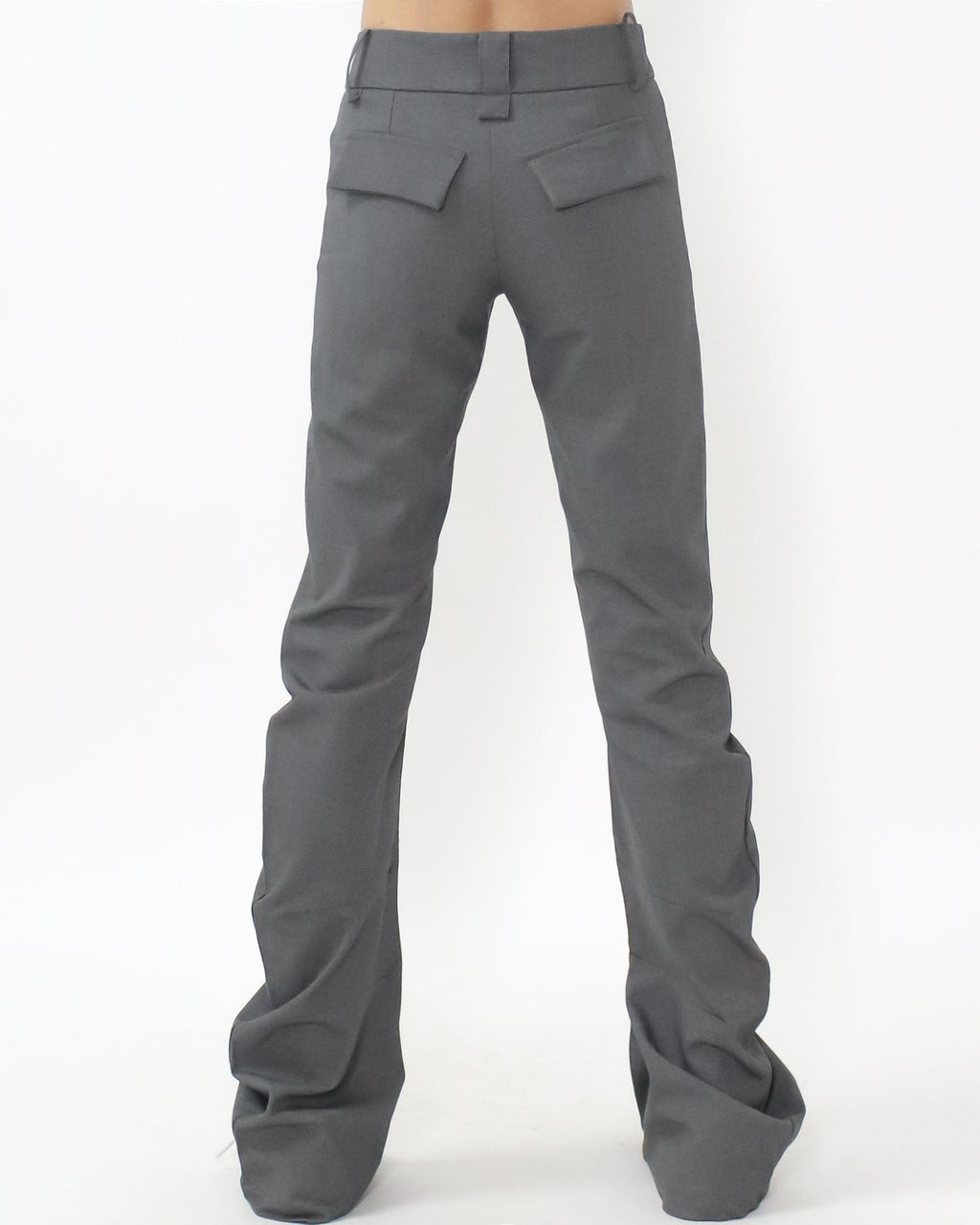 grey ruched slim low rise pants - S