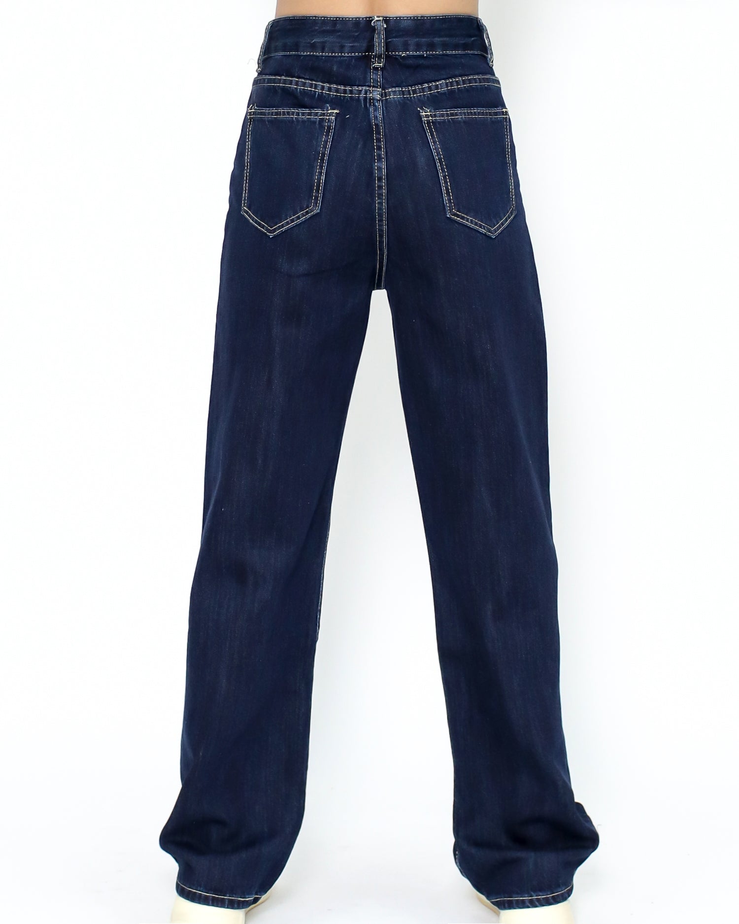 dark blue straight legs jean - S
