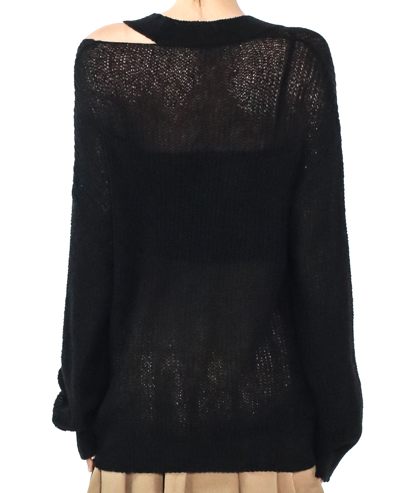 black cutout shoulder summer knitted top *pre-order*