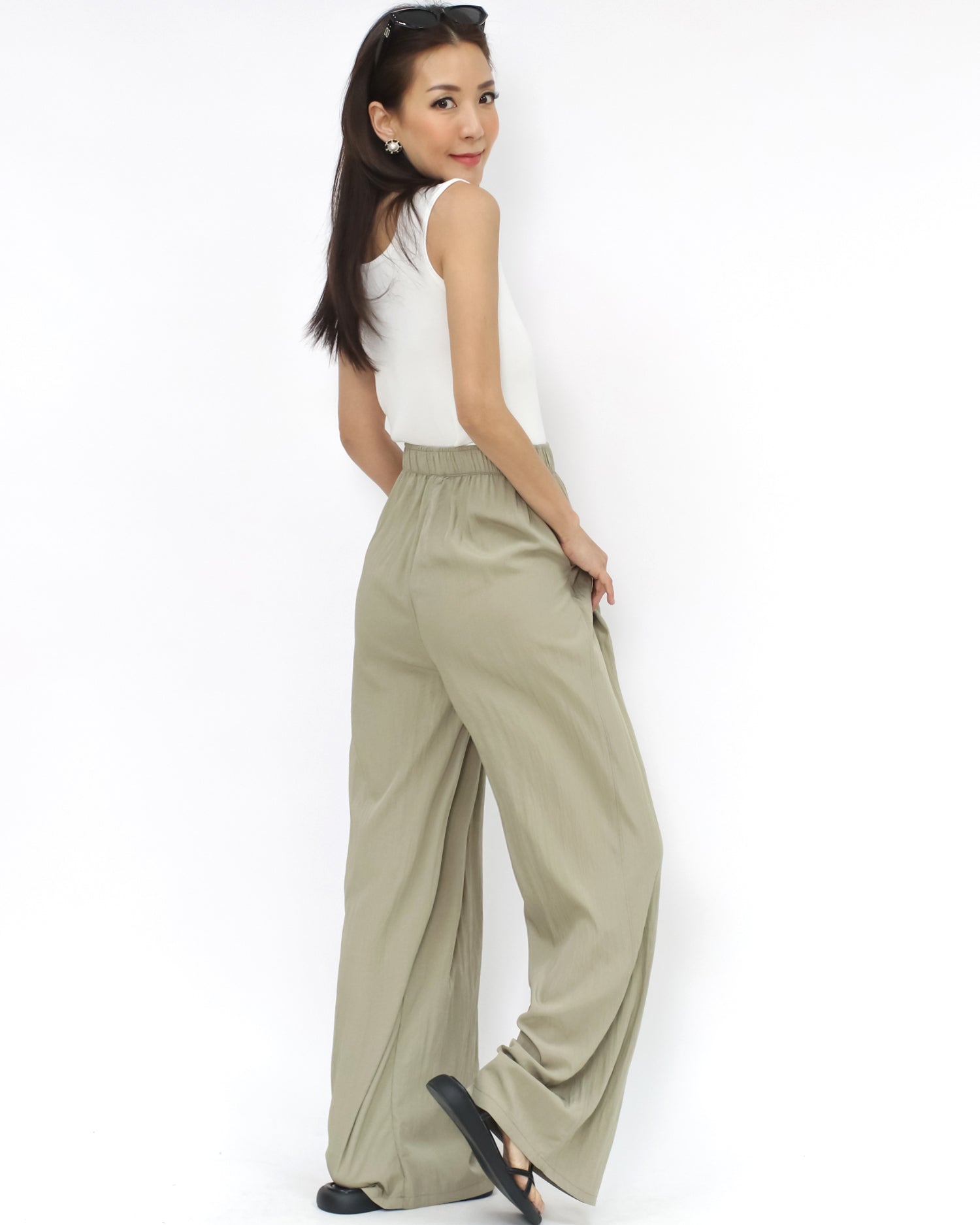 green slinky straight leg pants *pre-order*