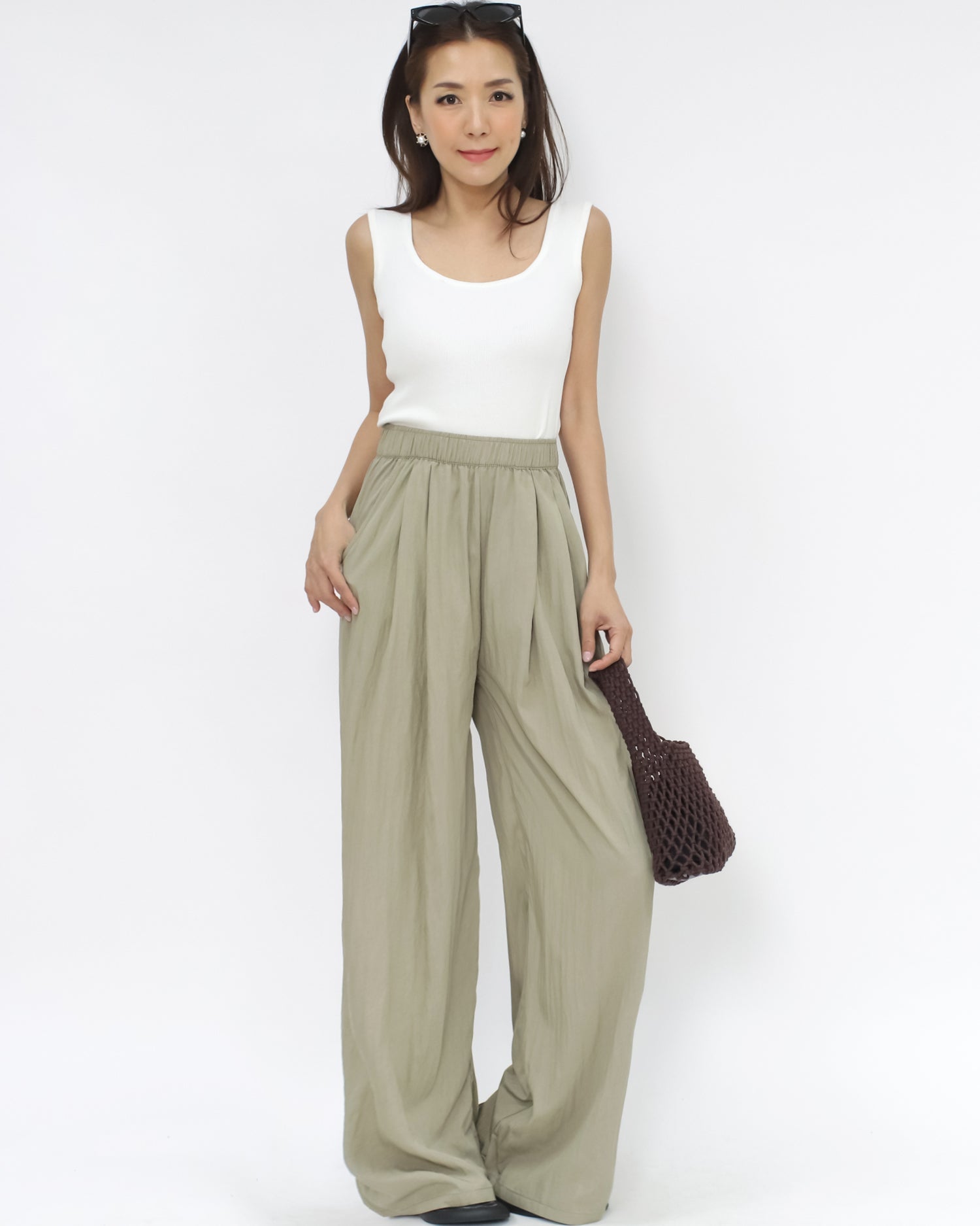 green slinky straight leg pants *pre-order*