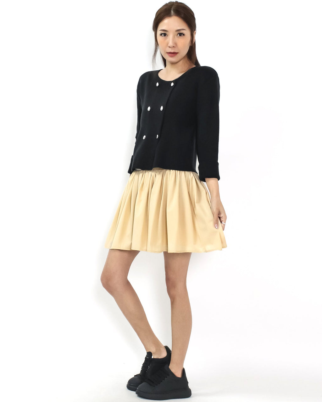 beige frill skirt - S