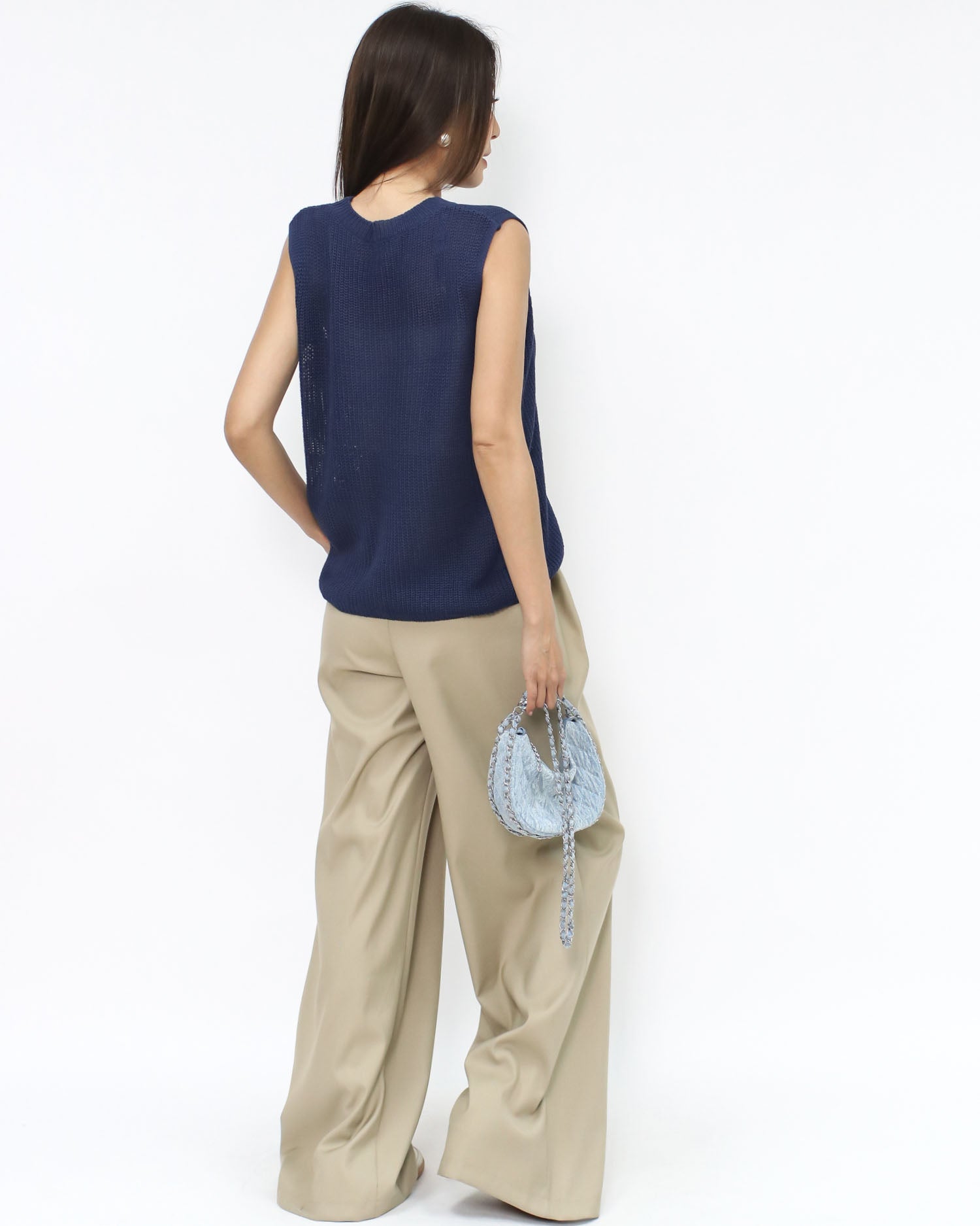 Navy fine knitted vest