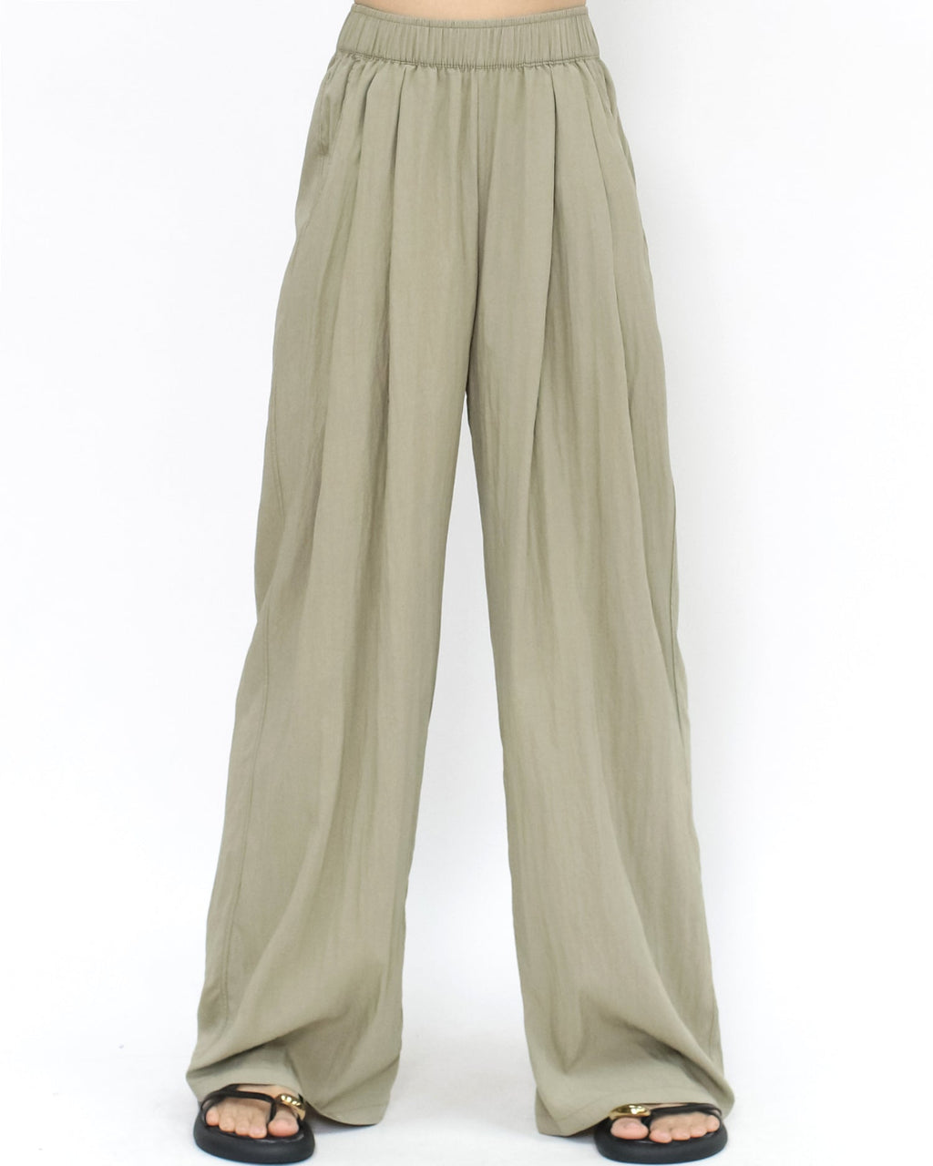 green slinky straight leg pants *pre-order*