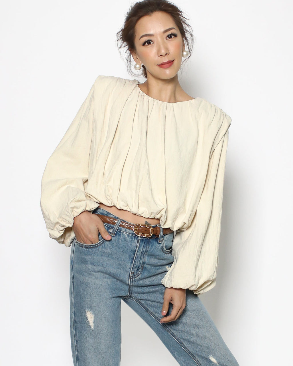 brown quilted leather gold buckle belt *pre-order*