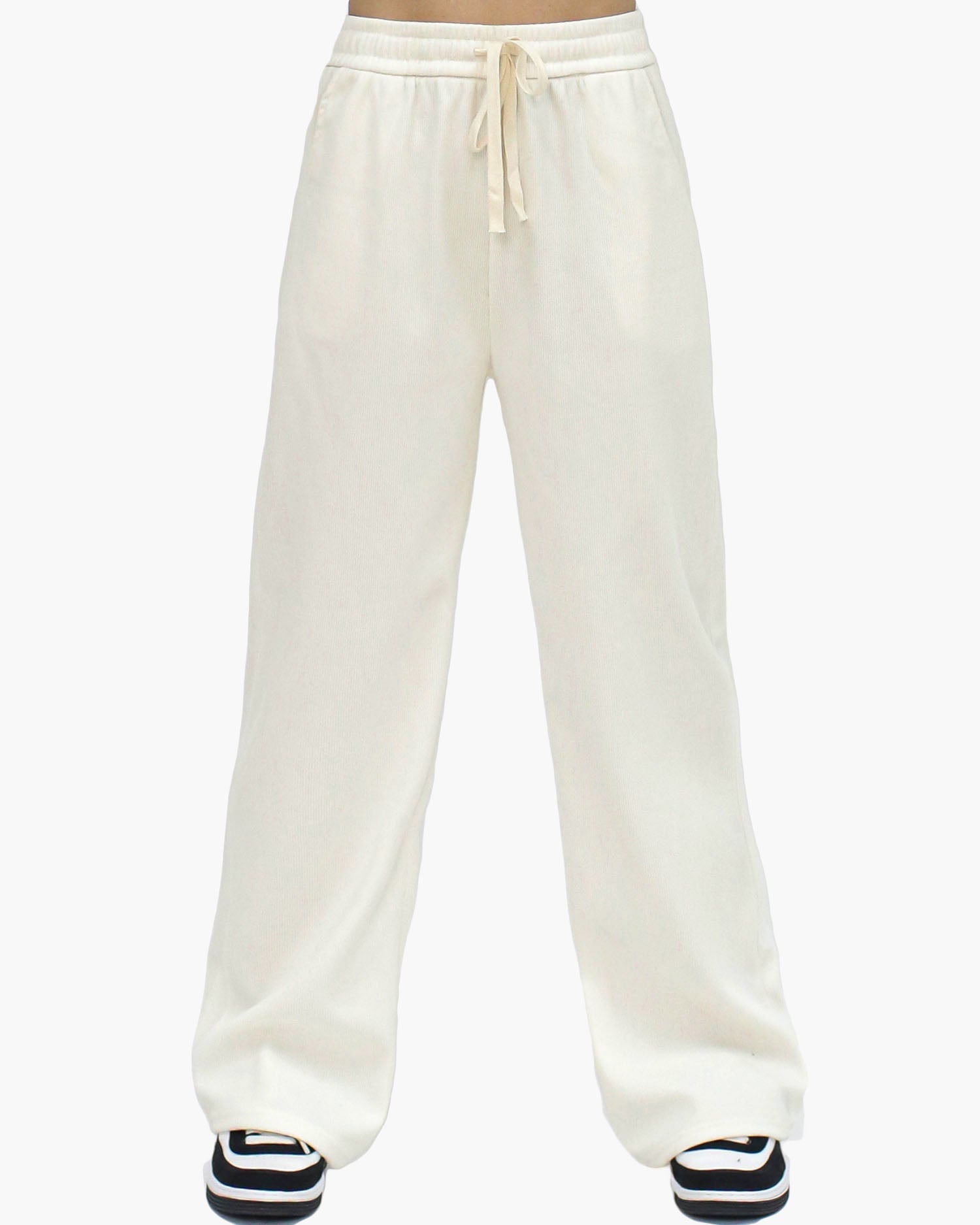 ivory corduroy straight legs pants