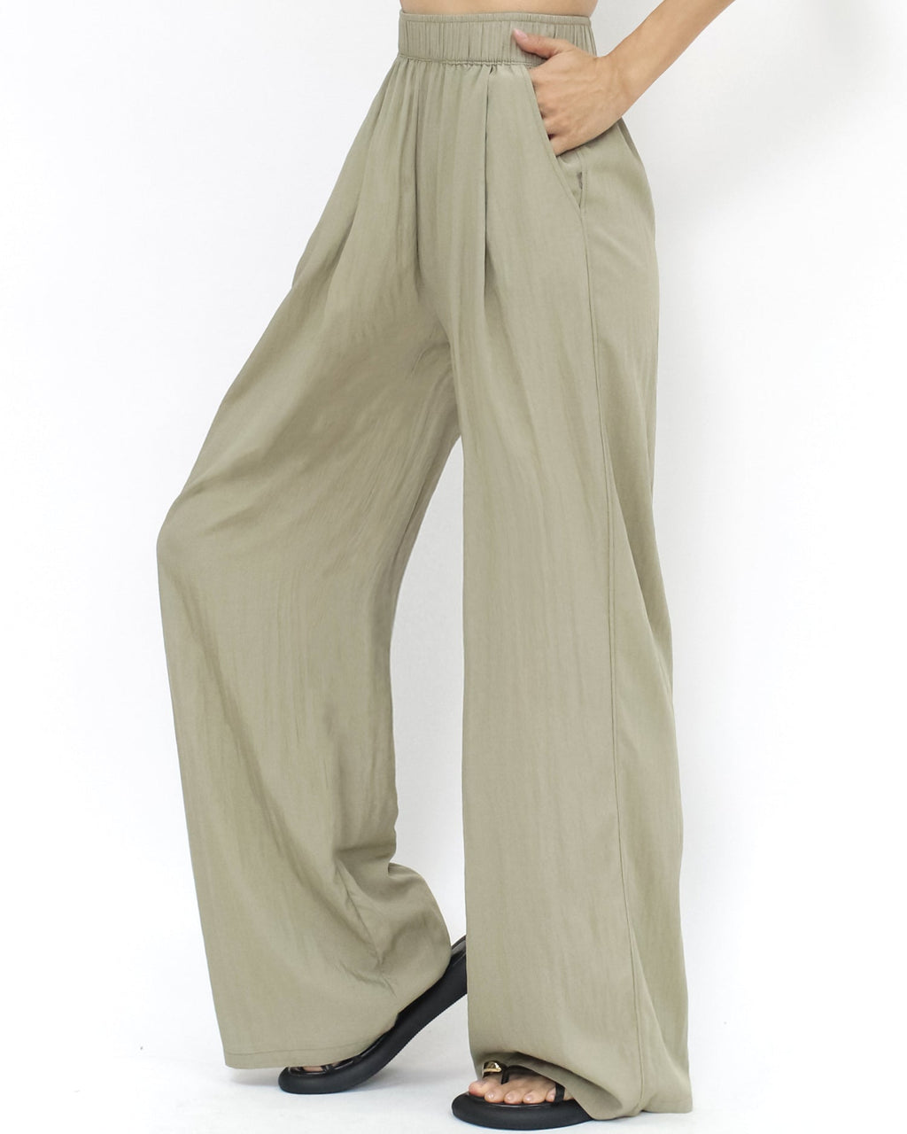 green slinky straight leg pants *pre-order*