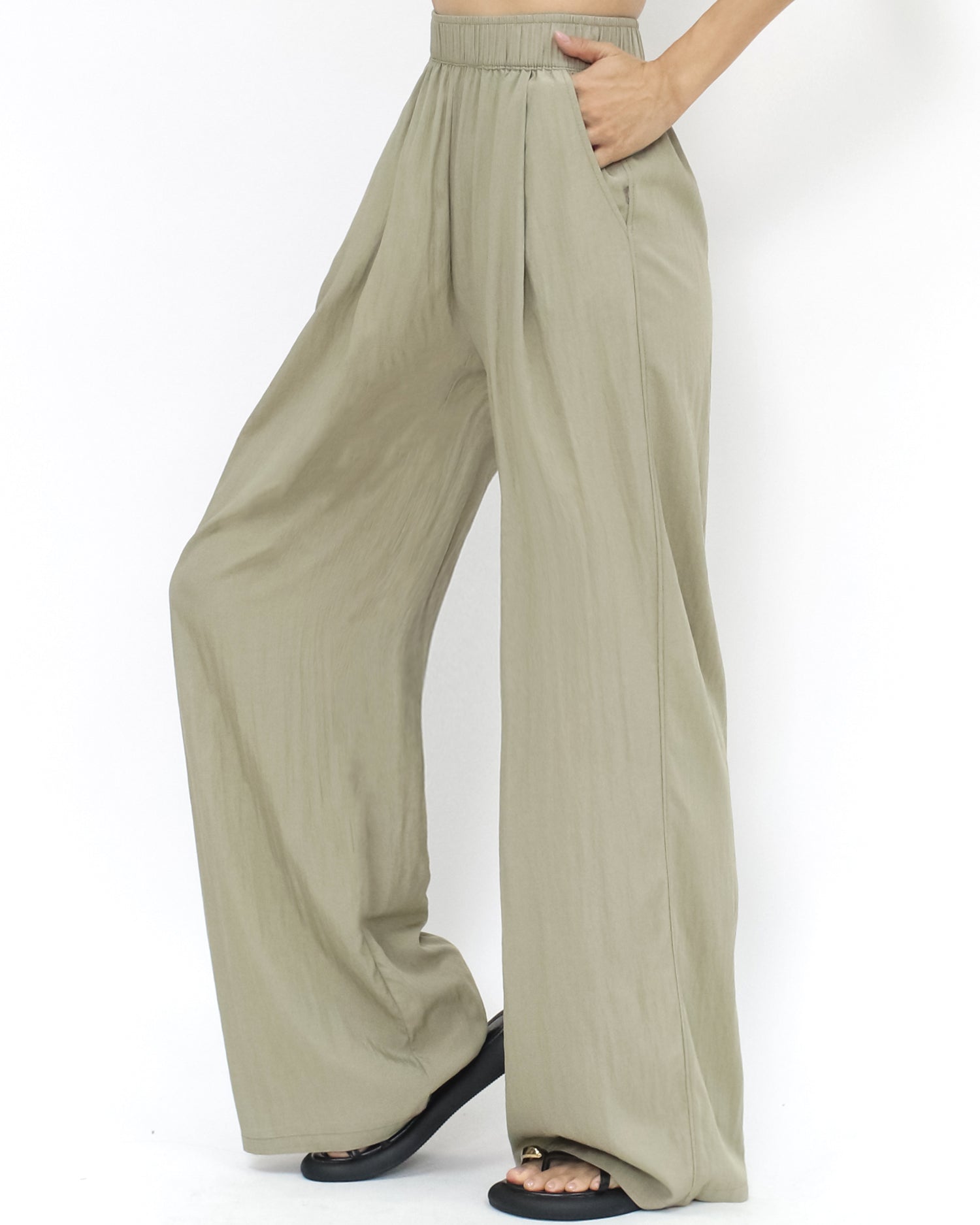 green slinky straight leg pants *pre-order*