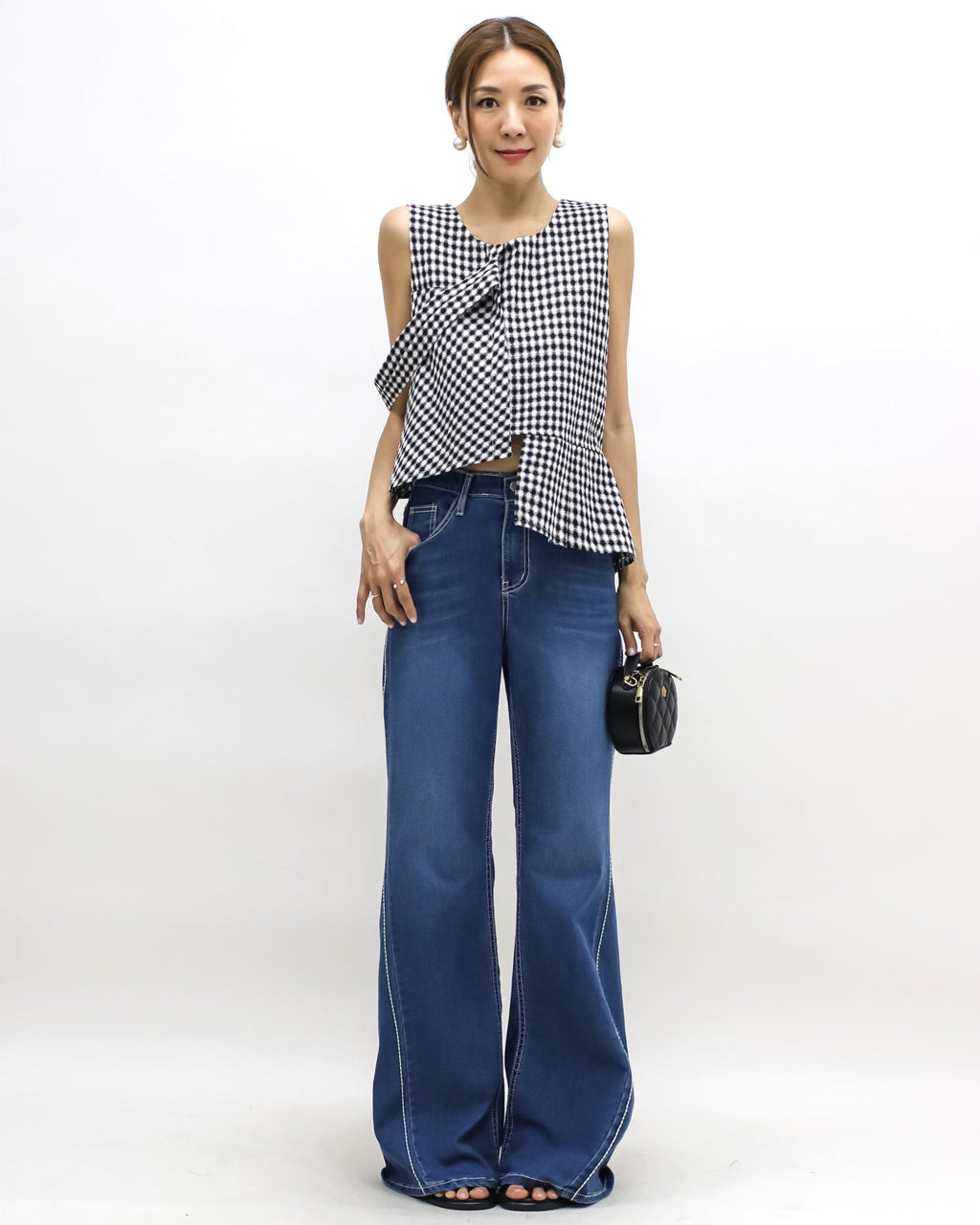 black & ivory tartan strappy vest *pre-order*