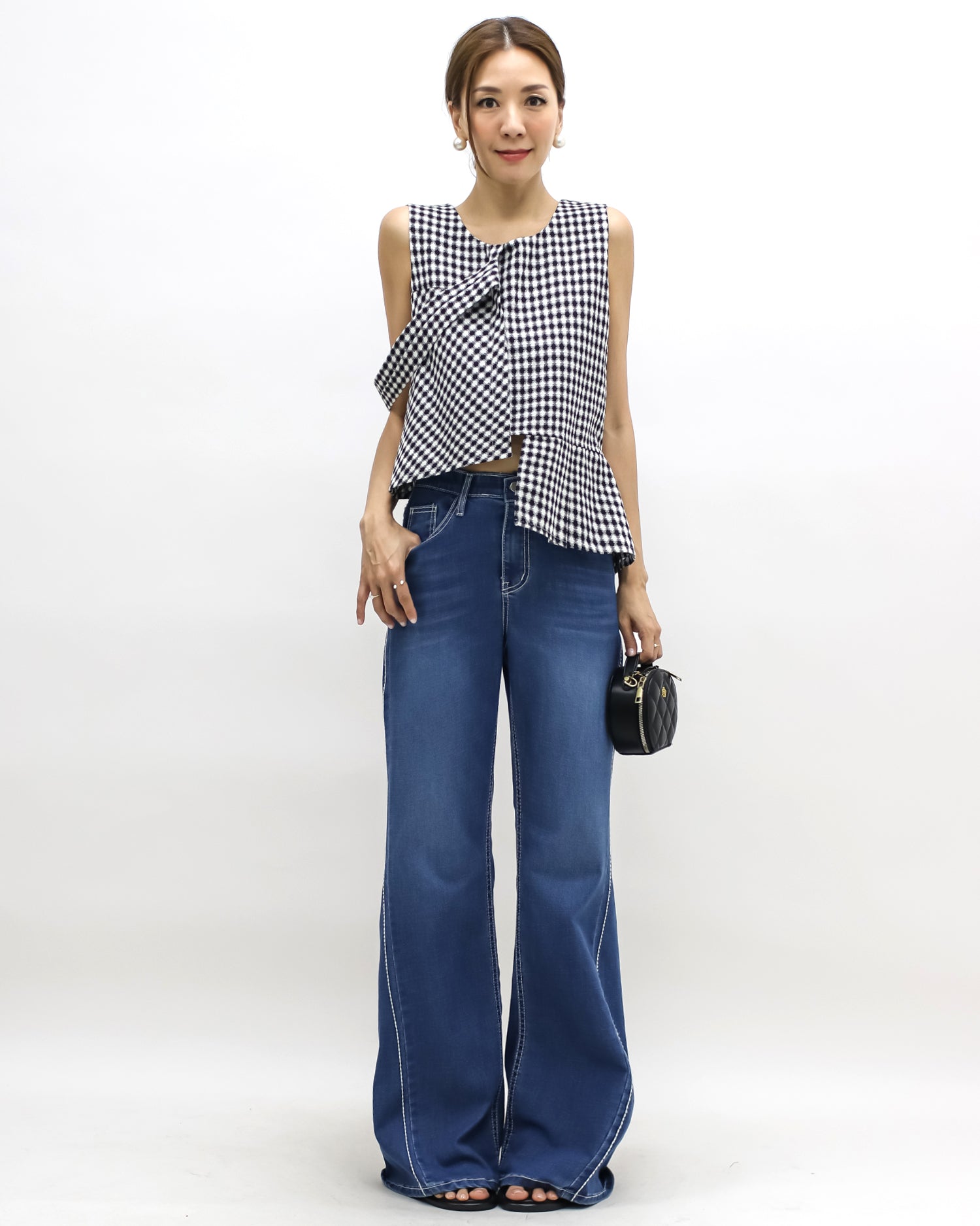 black & ivory tartan strappy vest *pre-order*