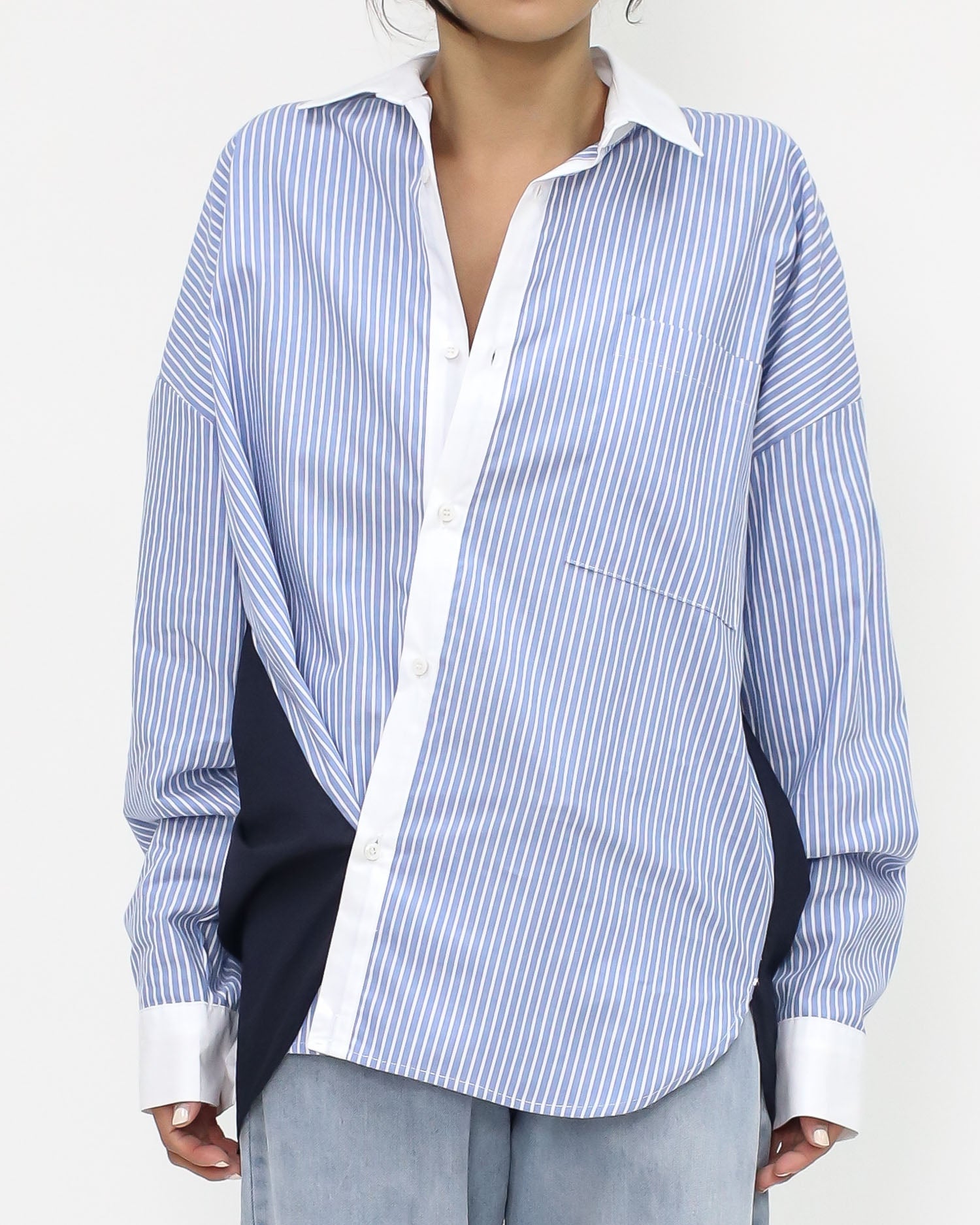 Blue stripes & navy ivory shirt
