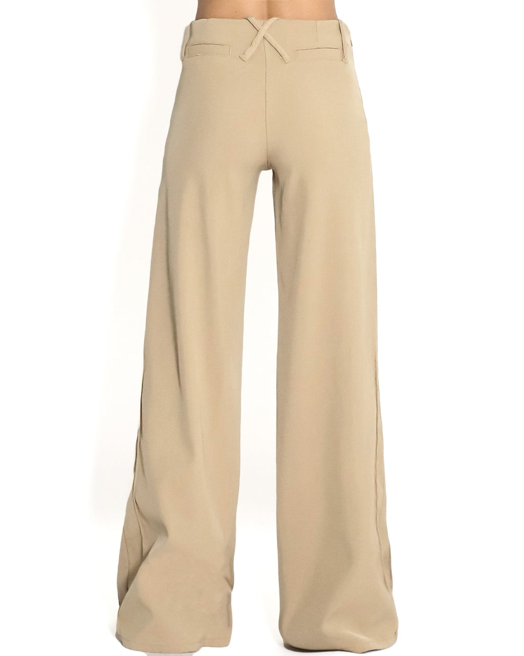 beige low rise cotton straight leg pants *pre-order