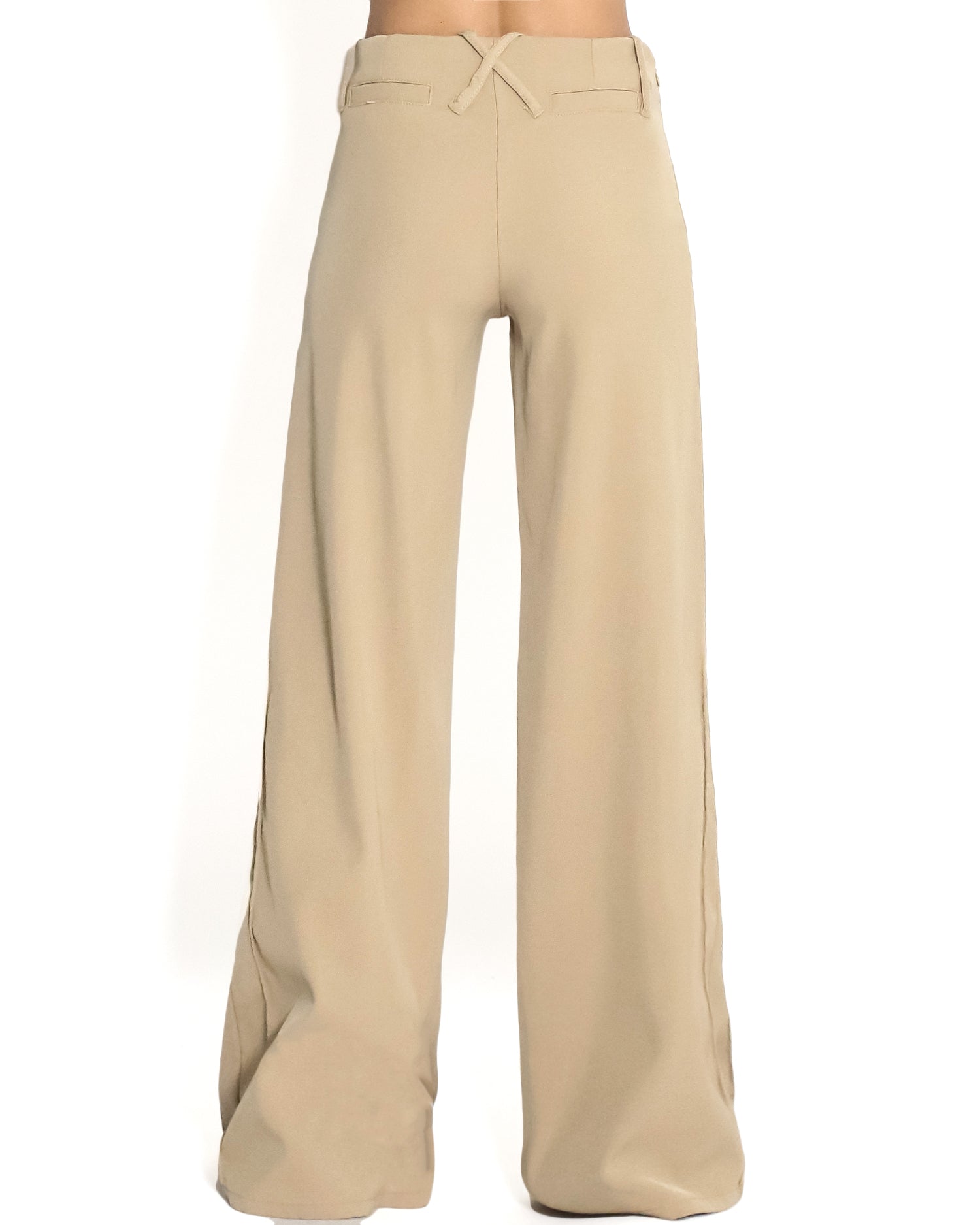 beige low rise cotton straight leg pants *pre-order