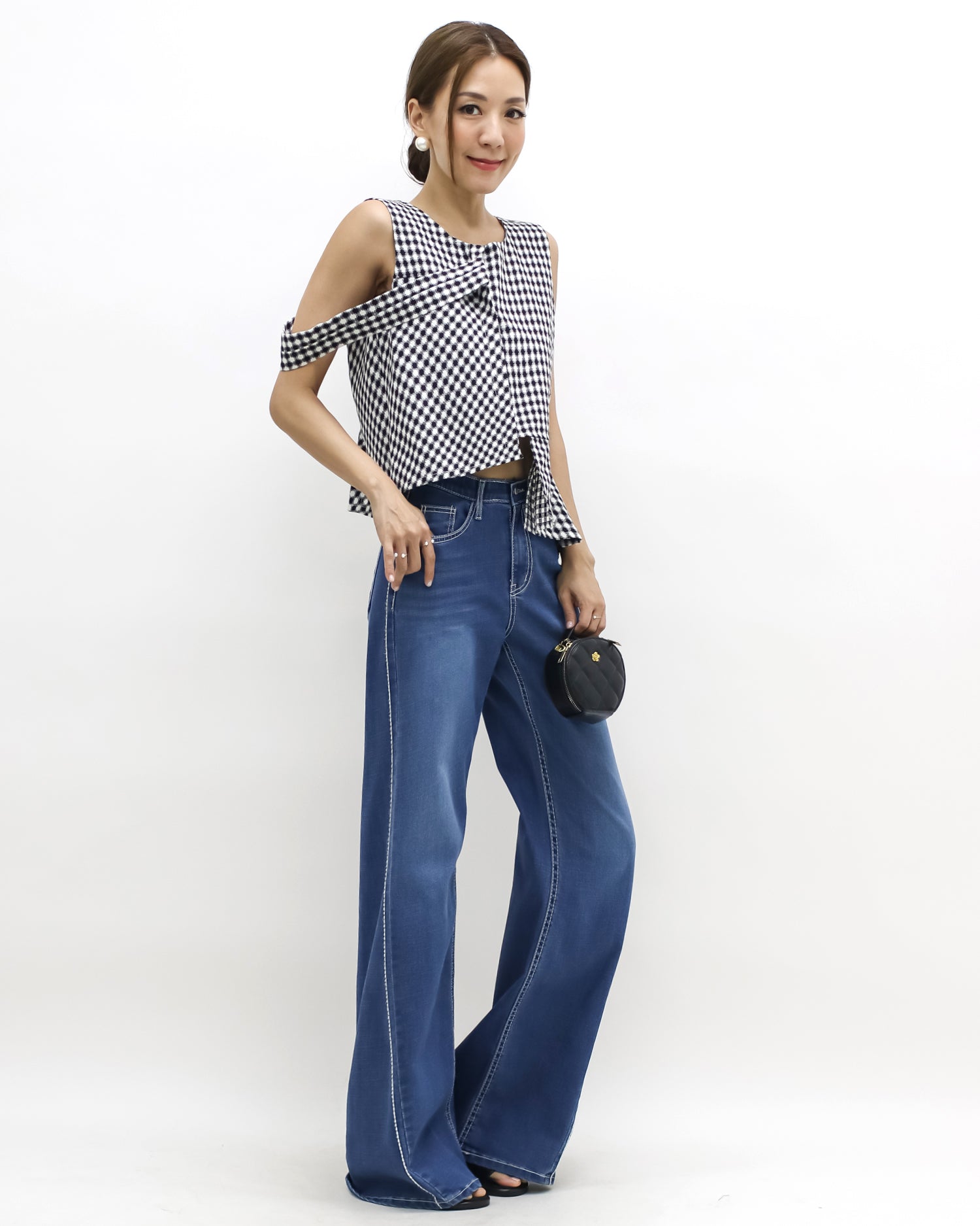 black & ivory tartan strappy vest *pre-order*