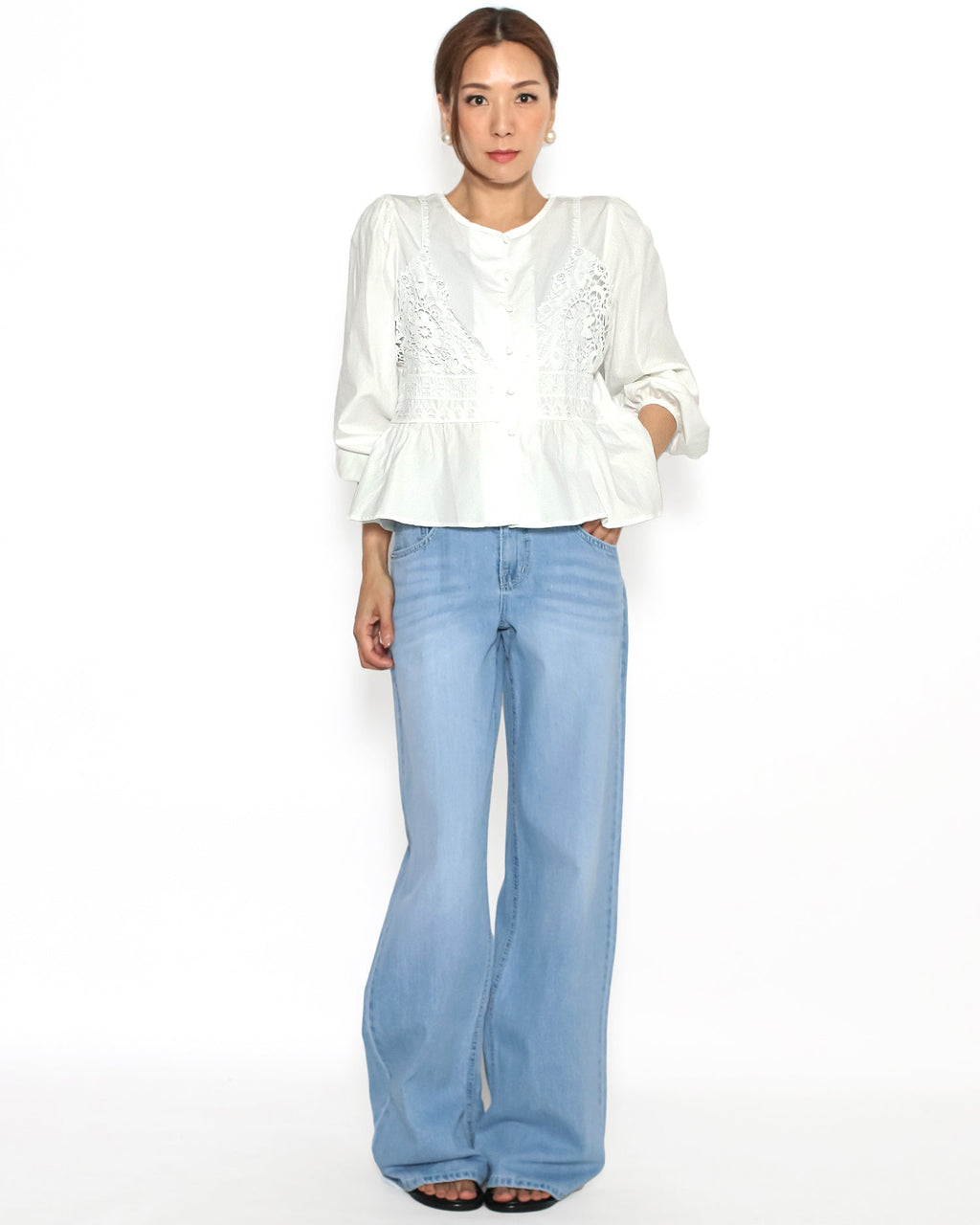 ivory w/ crochet slip flare shirt *pre-order*