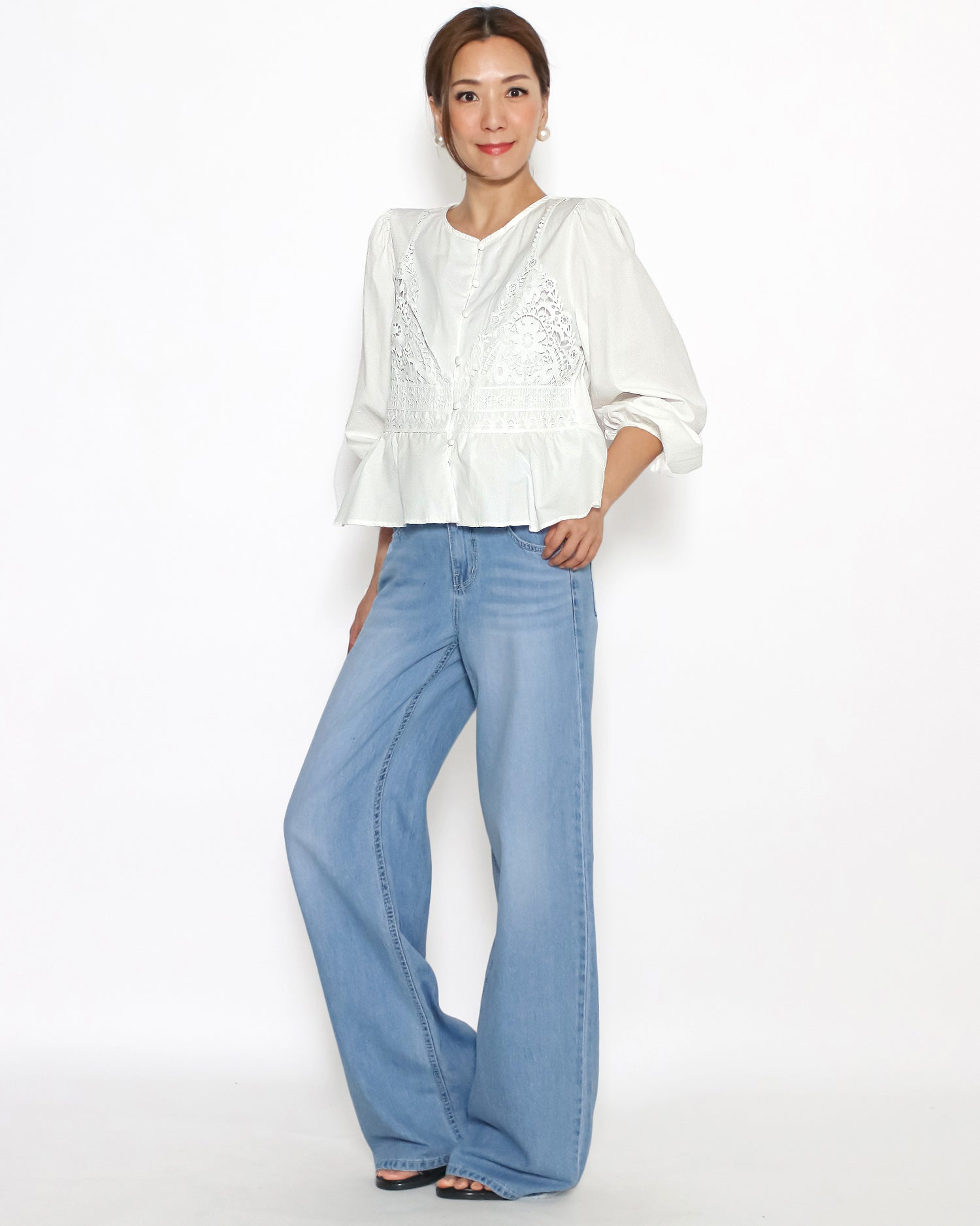 ivory w/ crochet slip flare shirt *pre-order*