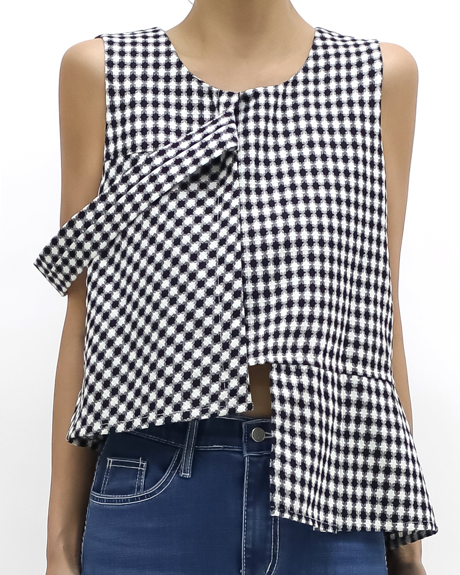 black & ivory tartan strappy vest *pre-order*