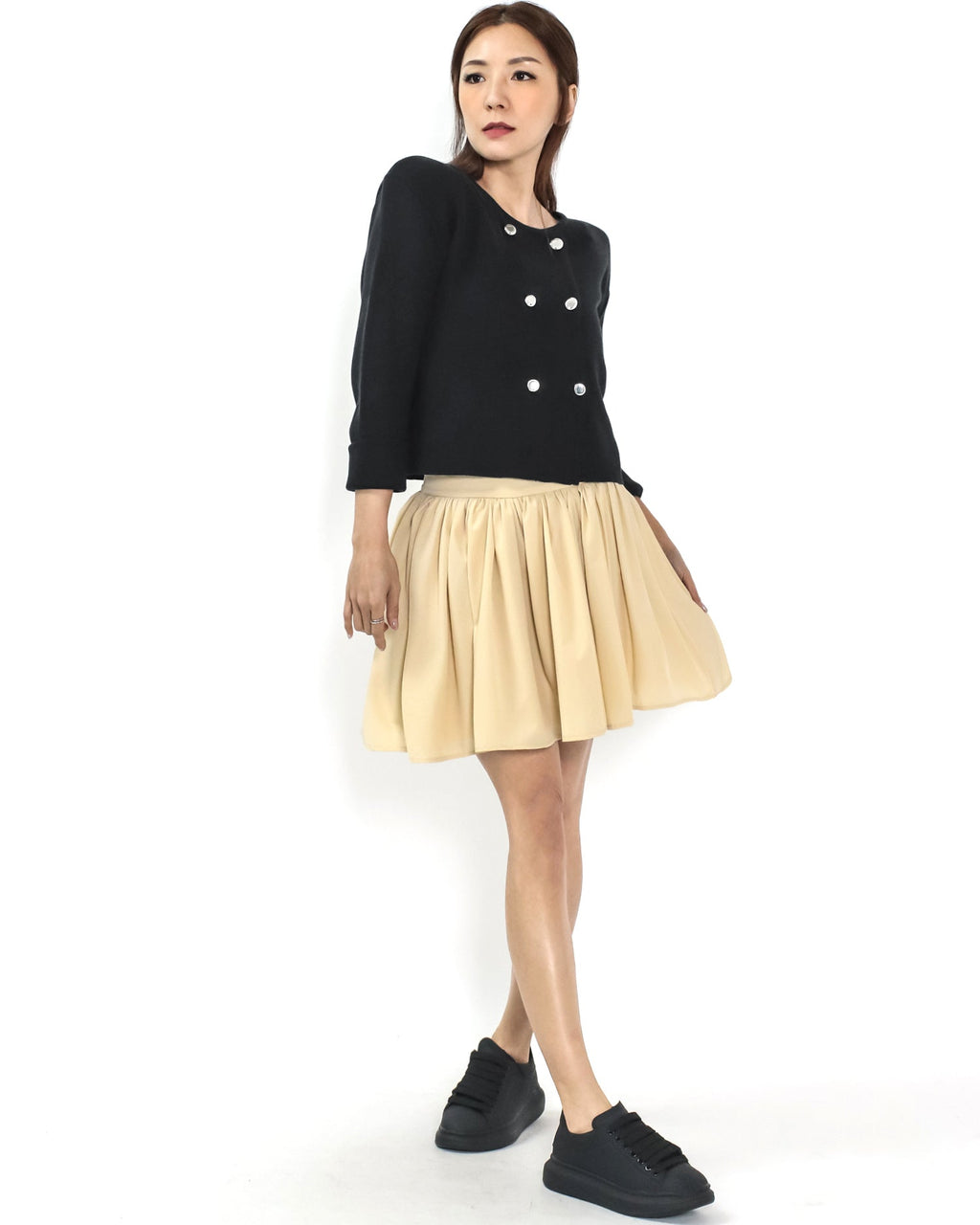 beige frill skirt - S