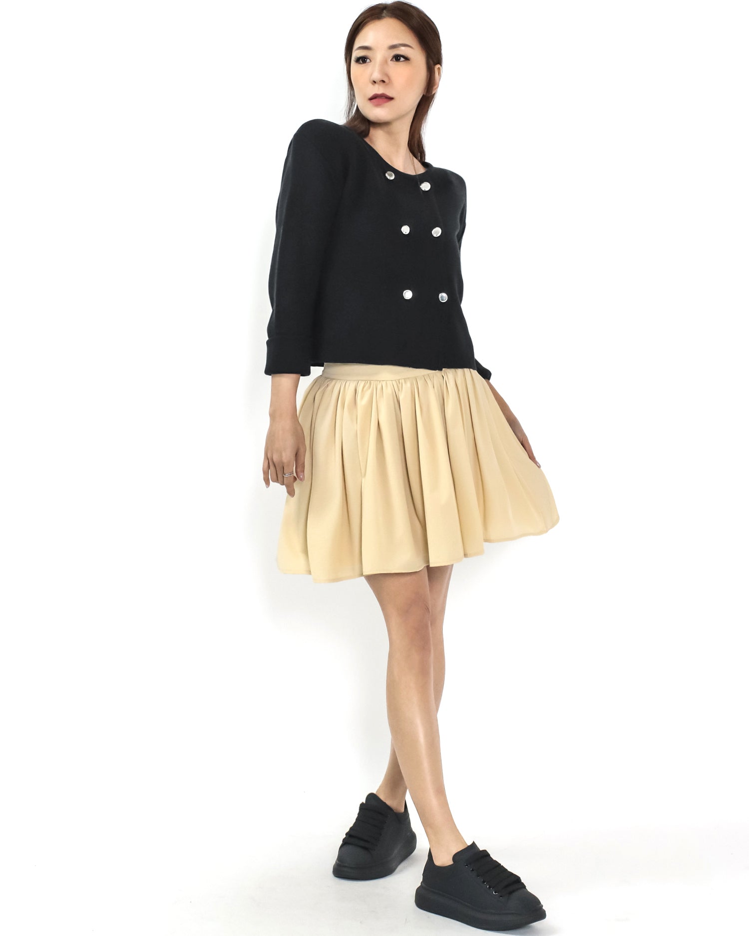 beige frill skirt - S