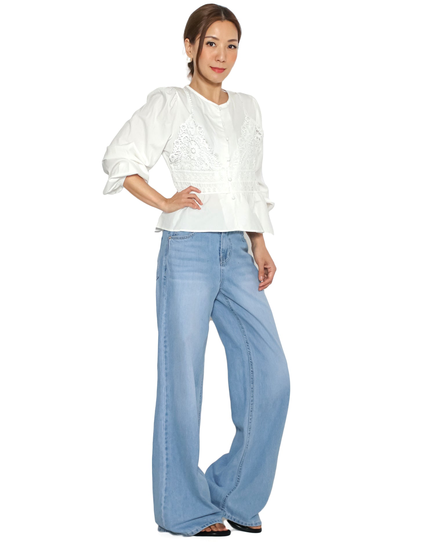 ivory w/ crochet slip flare shirt *pre-order*