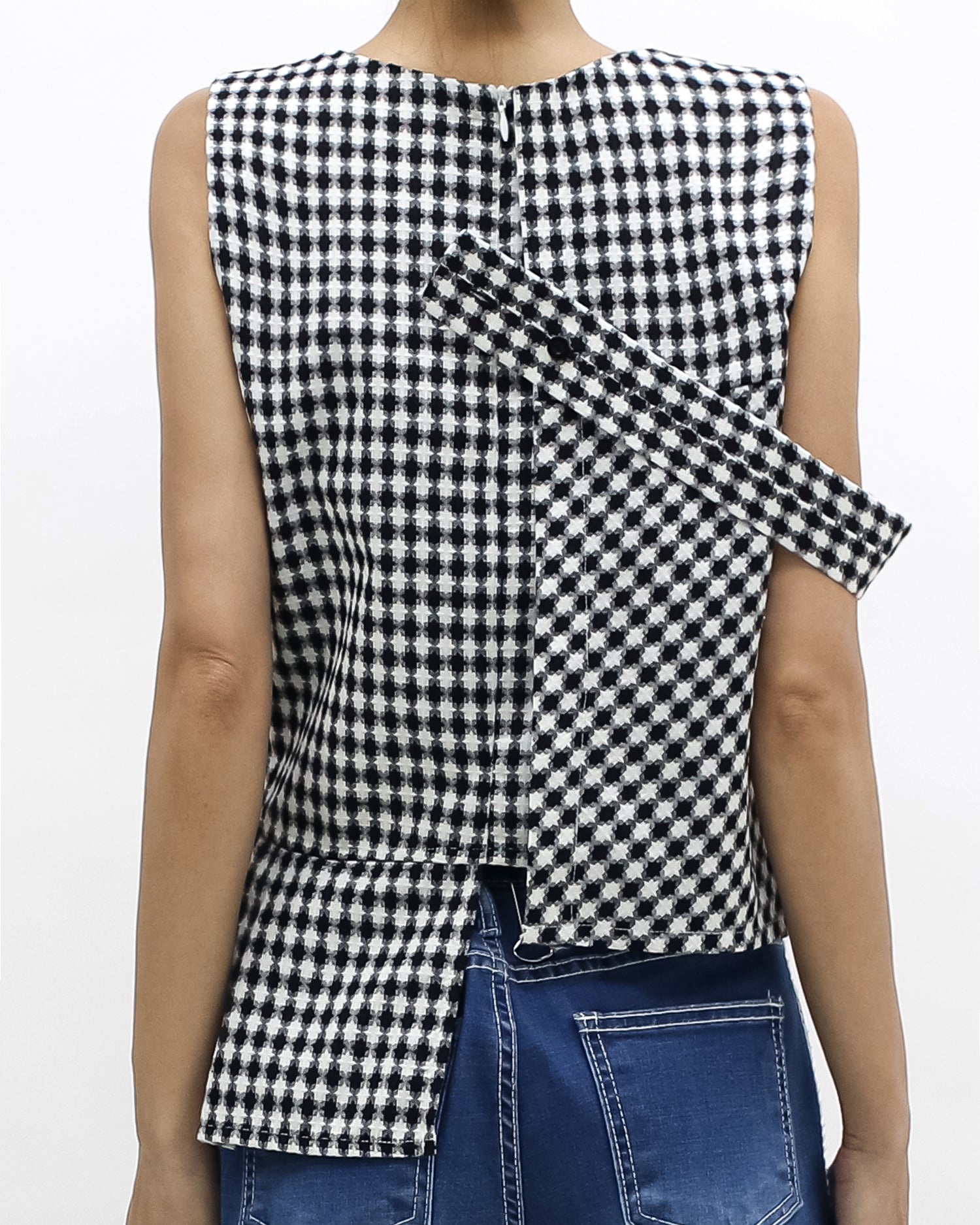 black & ivory tartan strappy vest *pre-order*