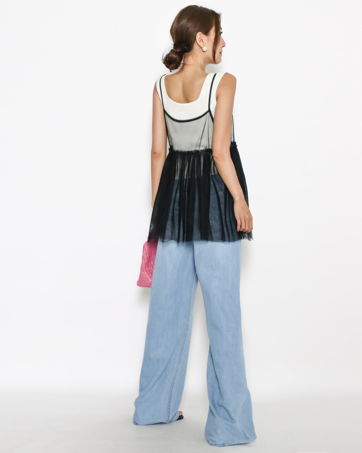 black mesh layer sheer slip