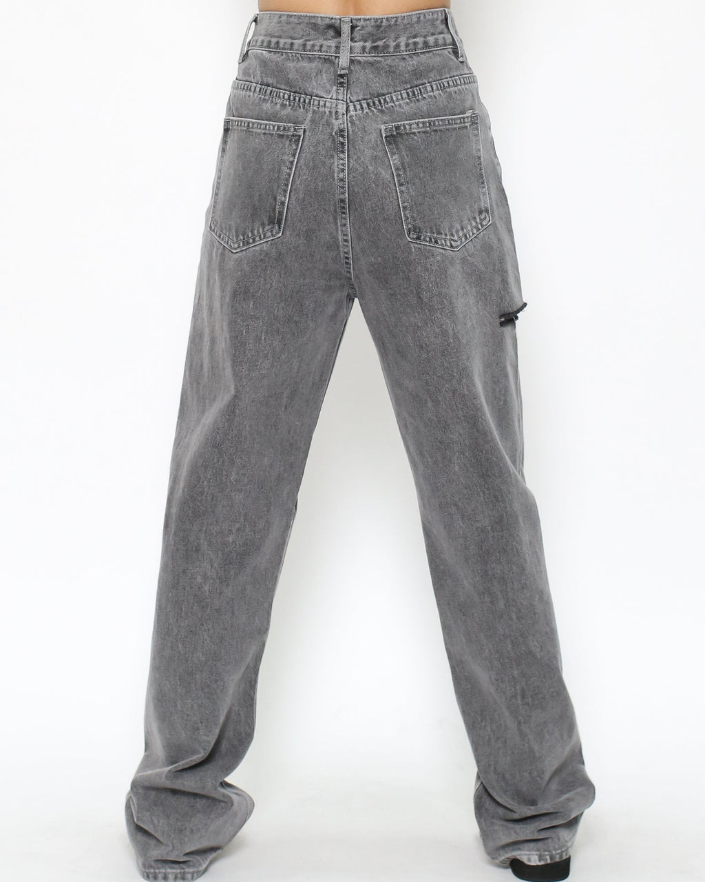 grey ripped straight legs jeans *pre-order*