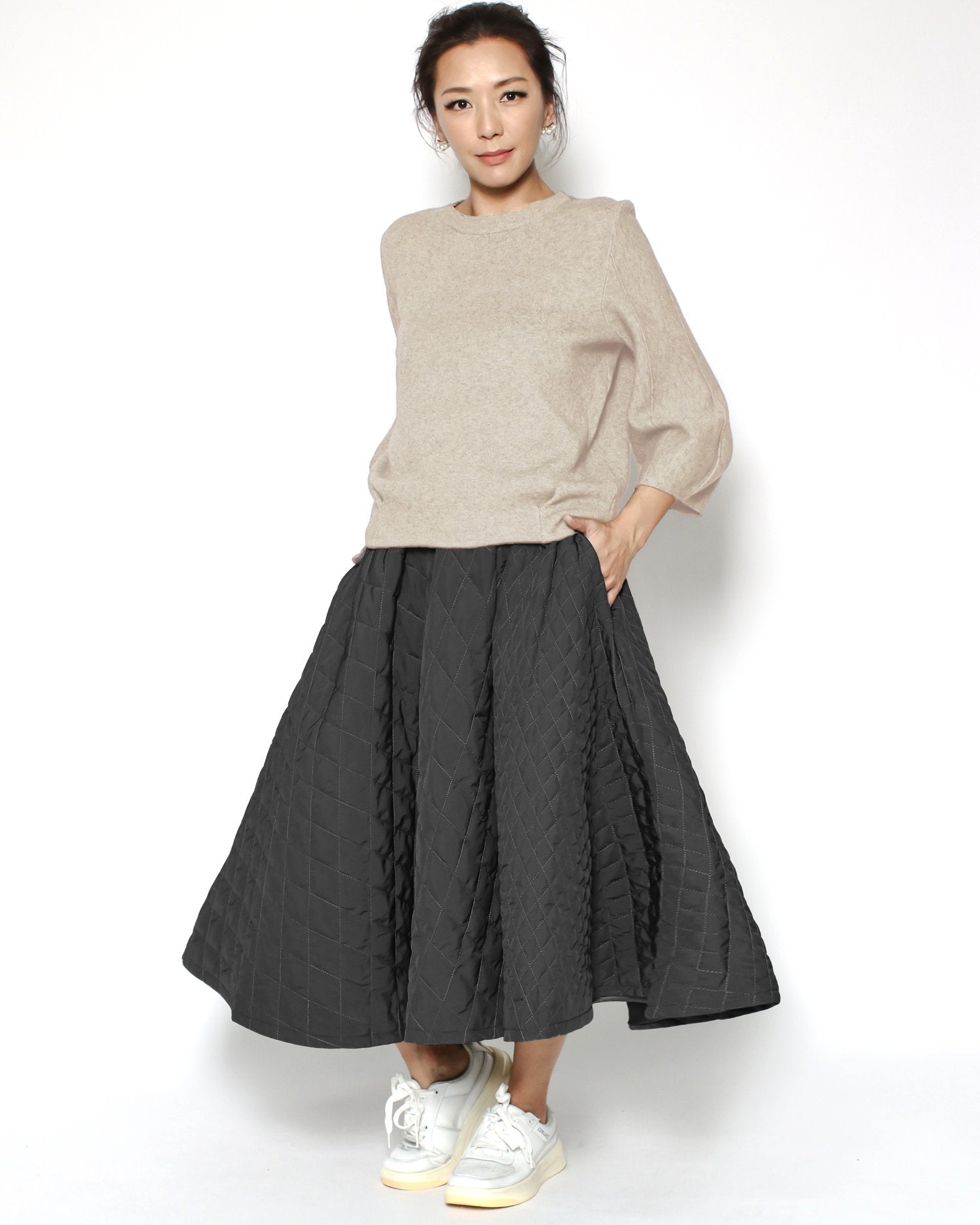 black quilted flare skirt *pre-order*