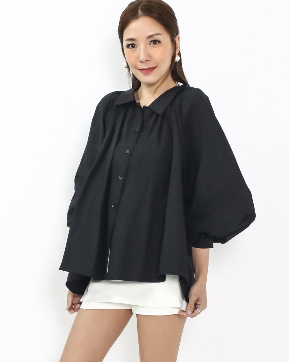 black puff sleeves flare shirt *pre-order*