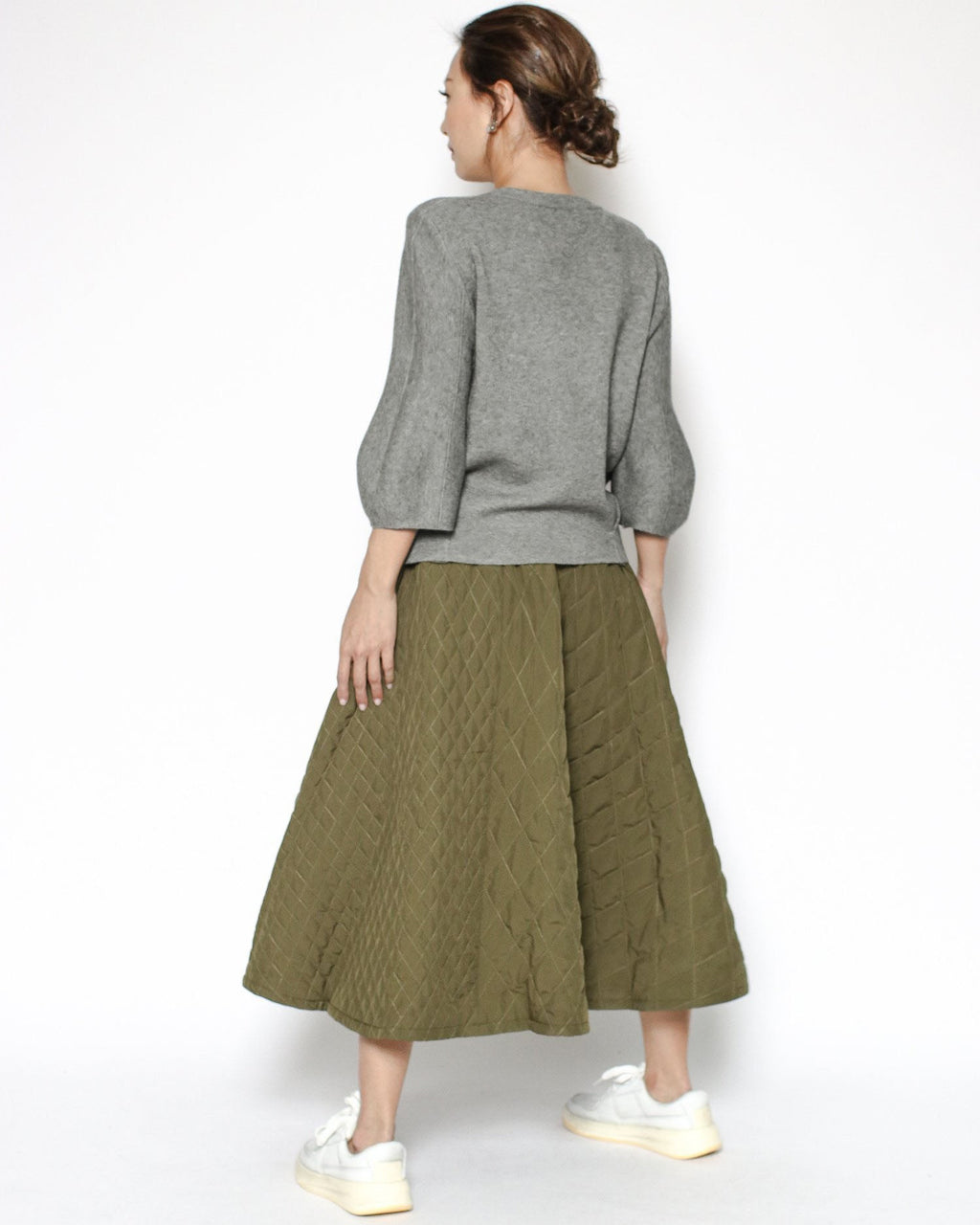 green quilted flare skirt *pre-order*