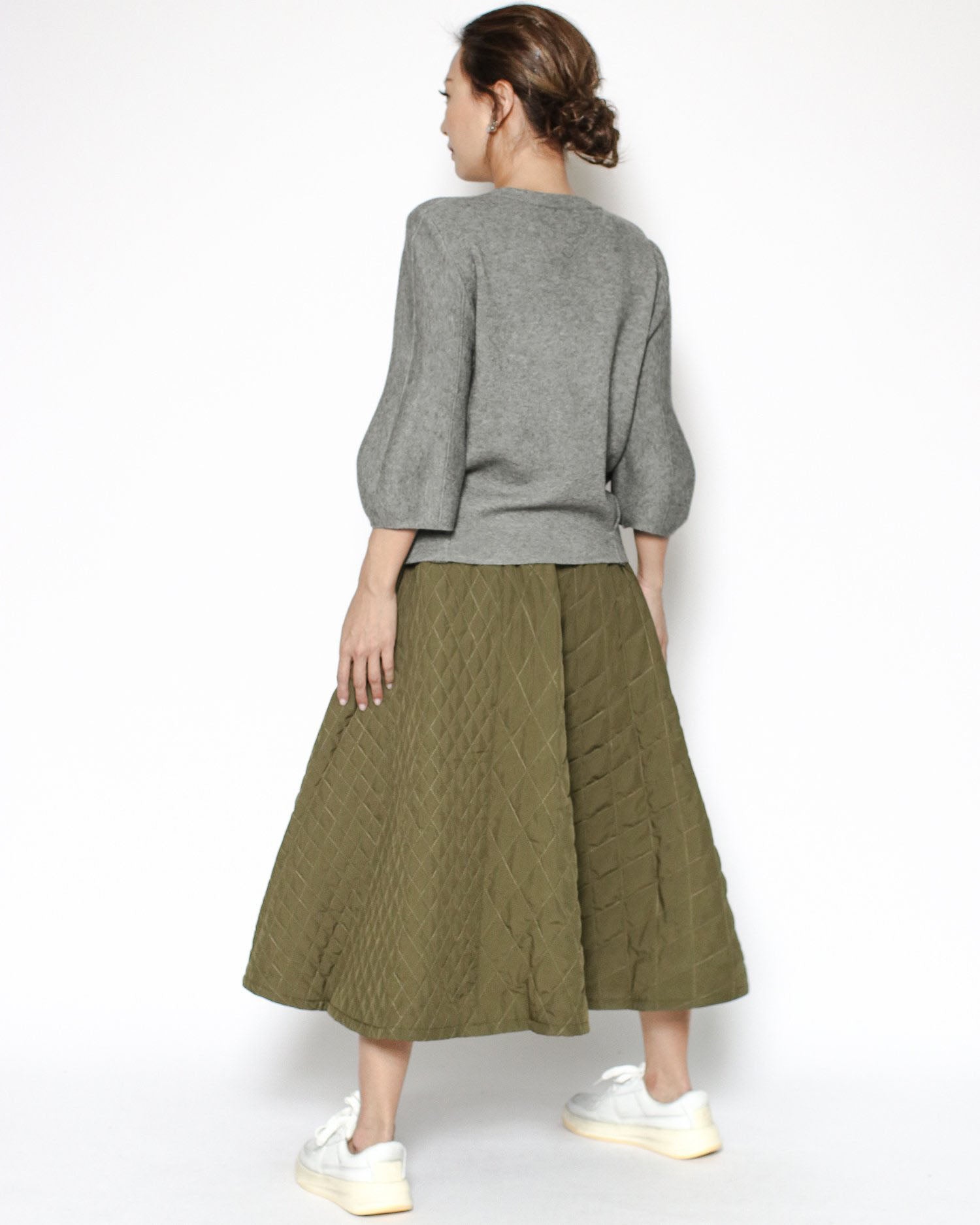 green quilted flare skirt *pre-order*