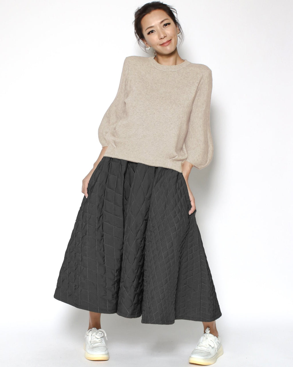 black quilted flare skirt *pre-order*