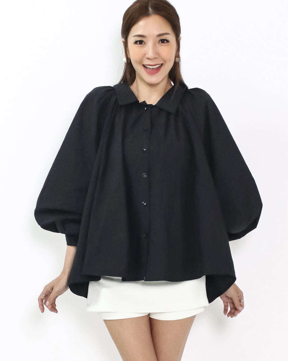 black puff sleeves flare shirt *pre-order*