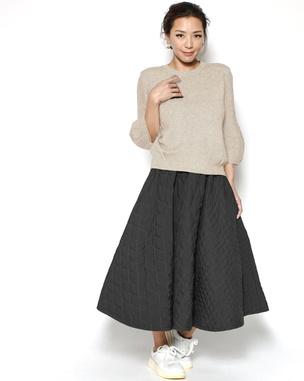 black quilted flare skirt *pre-order*