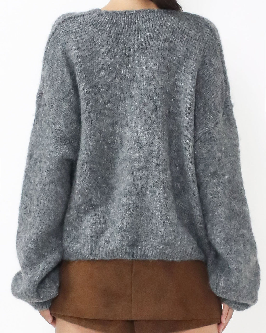 grey puff sleeves knitted top *pre-order*