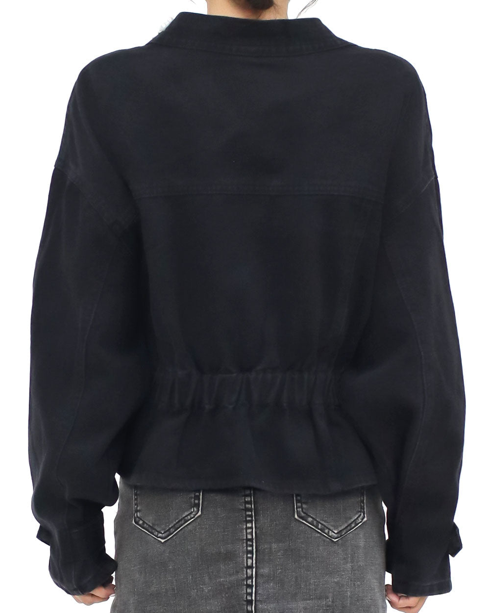 black denim pearls & diamonds studs jacket *pre-order*