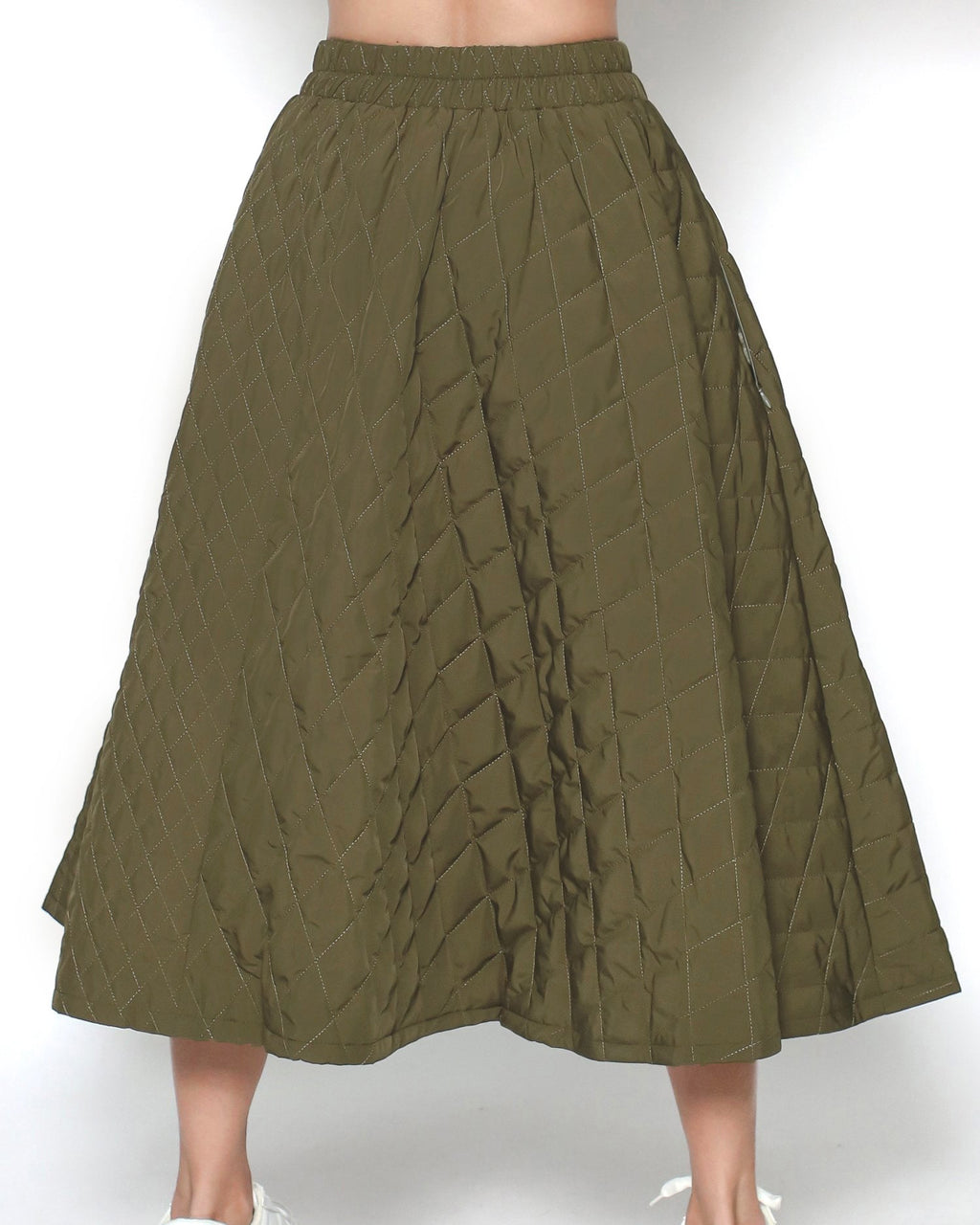 green quilted flare skirt *pre-order*