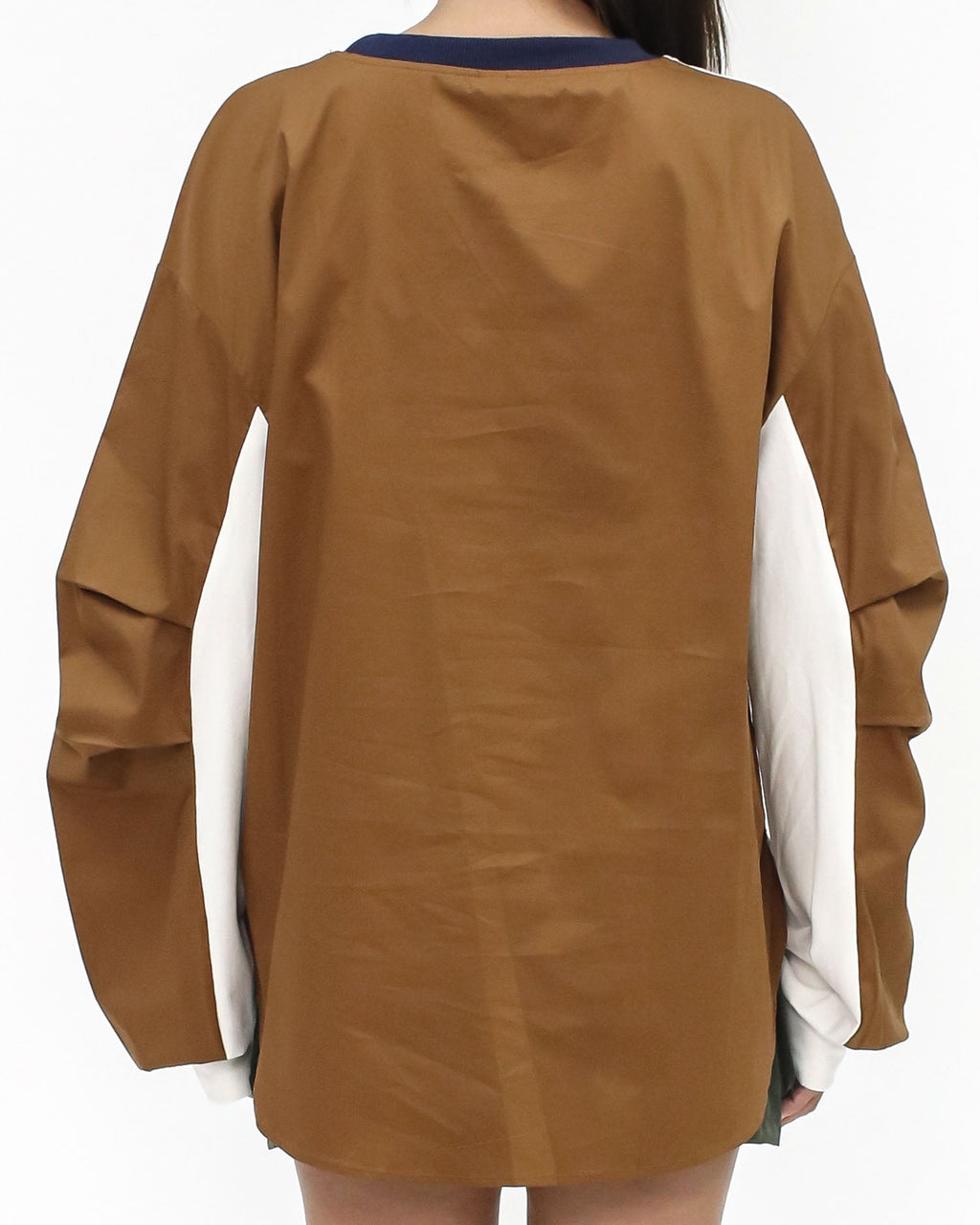 ivory cotton & brown shirt back sweatshirt *pre-order*