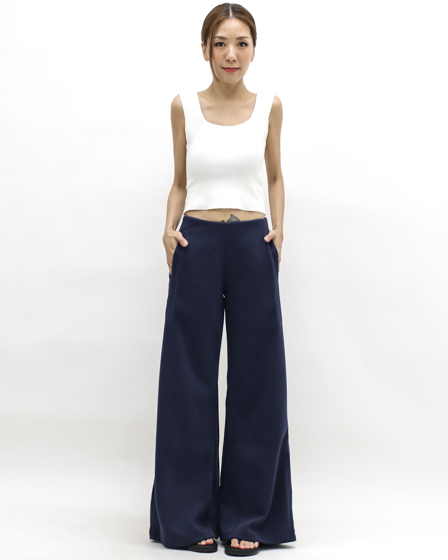 navy sweat wide legs pants *pre-order*