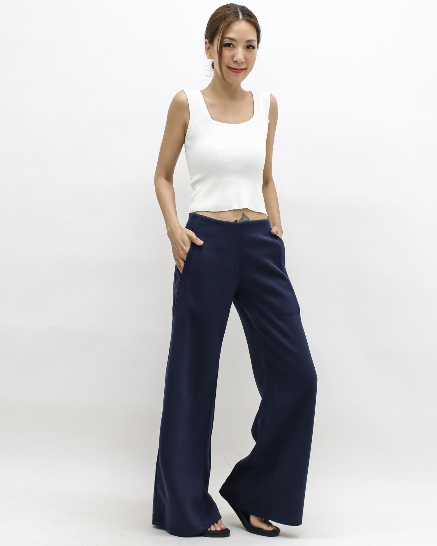navy sweat wide legs pants *pre-order*