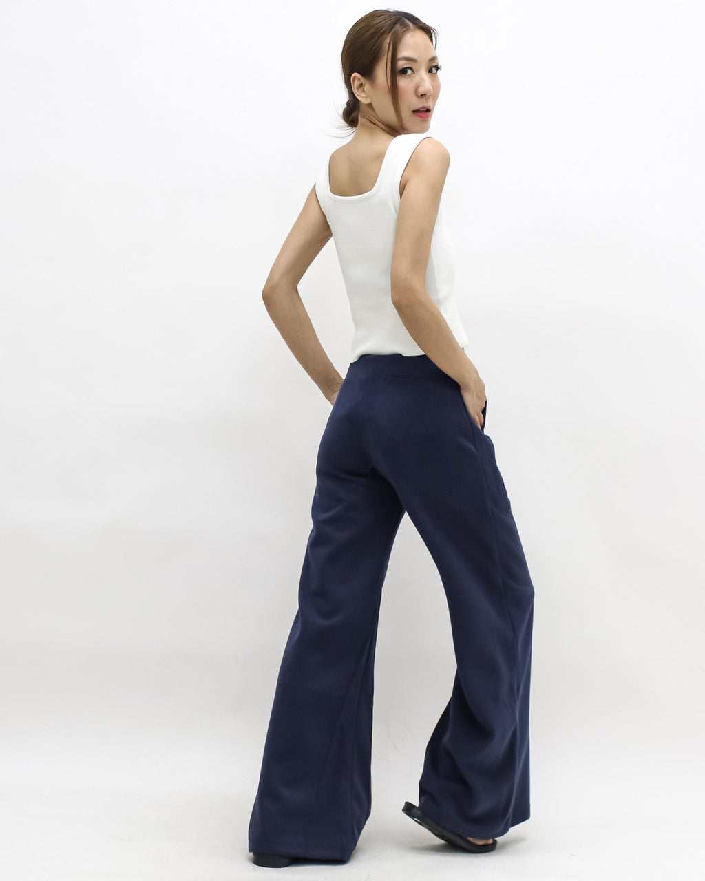 navy sweat wide legs pants *pre-order*