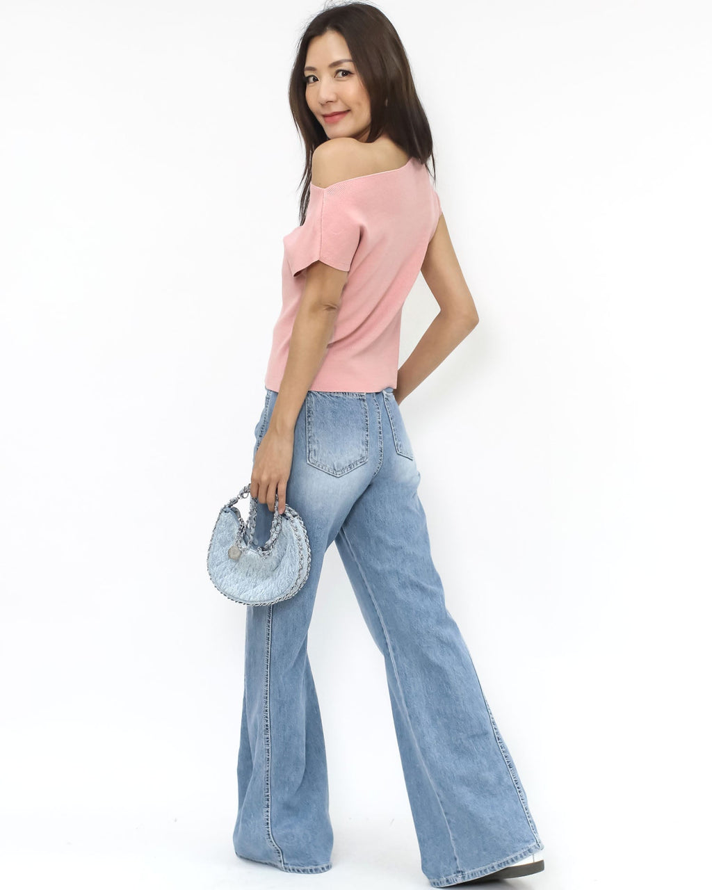 denim quilted silver chain strap handbag *pre-order*