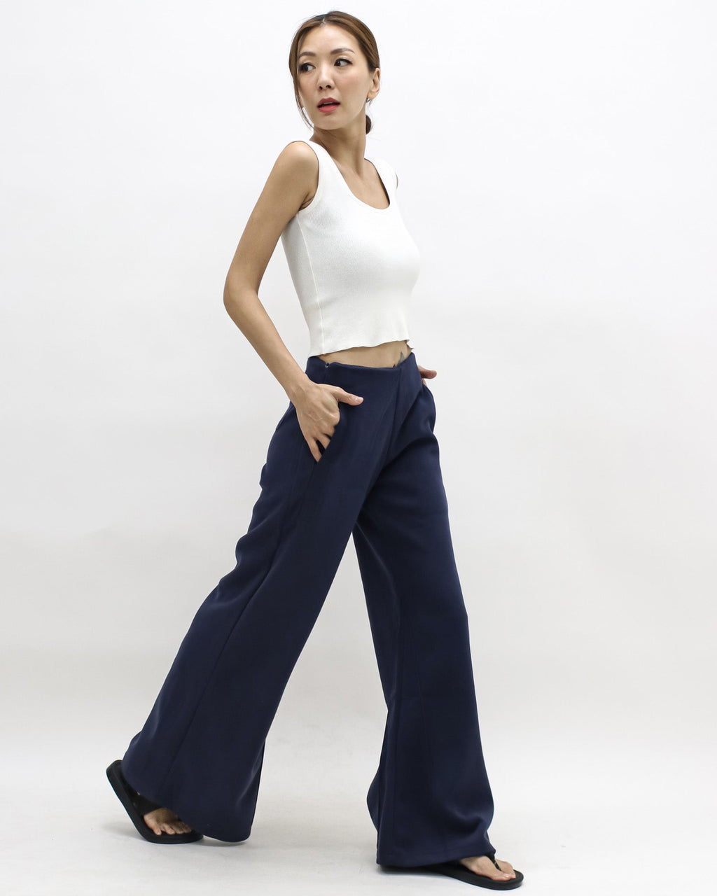 navy sweat wide legs pants *pre-order*