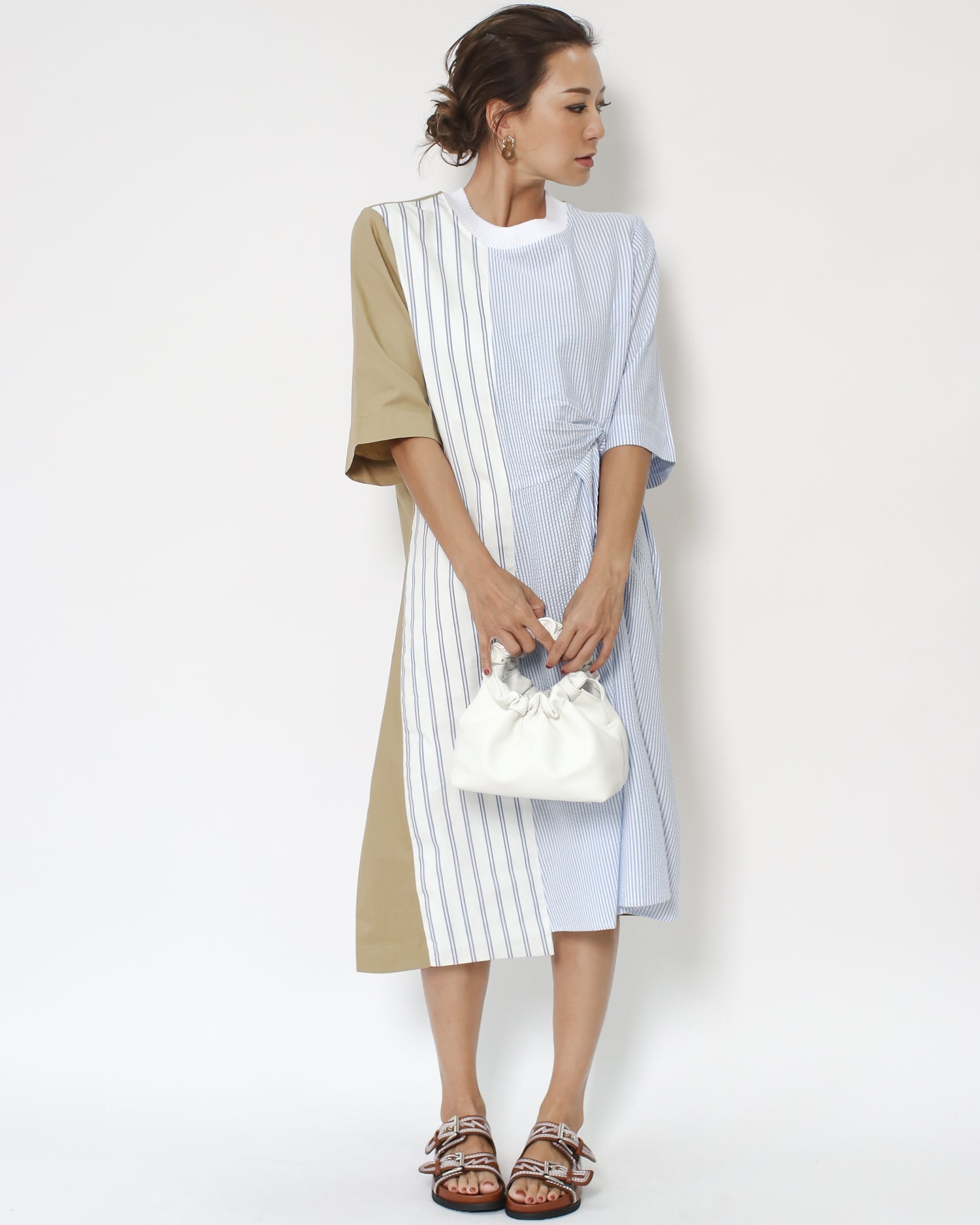 white leather ruched handles bag *pre-order*