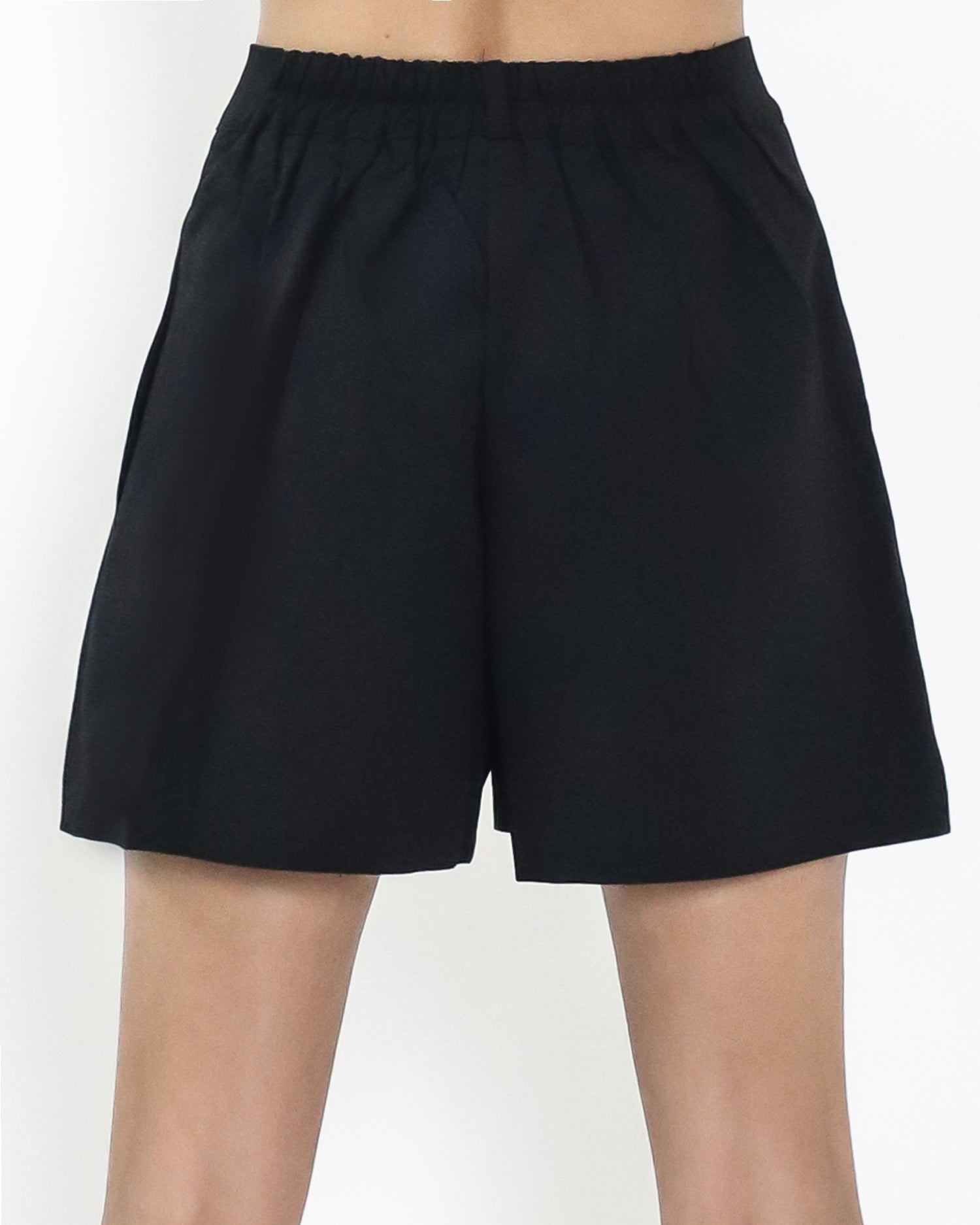black pleats front slinky shorts *pre-order*