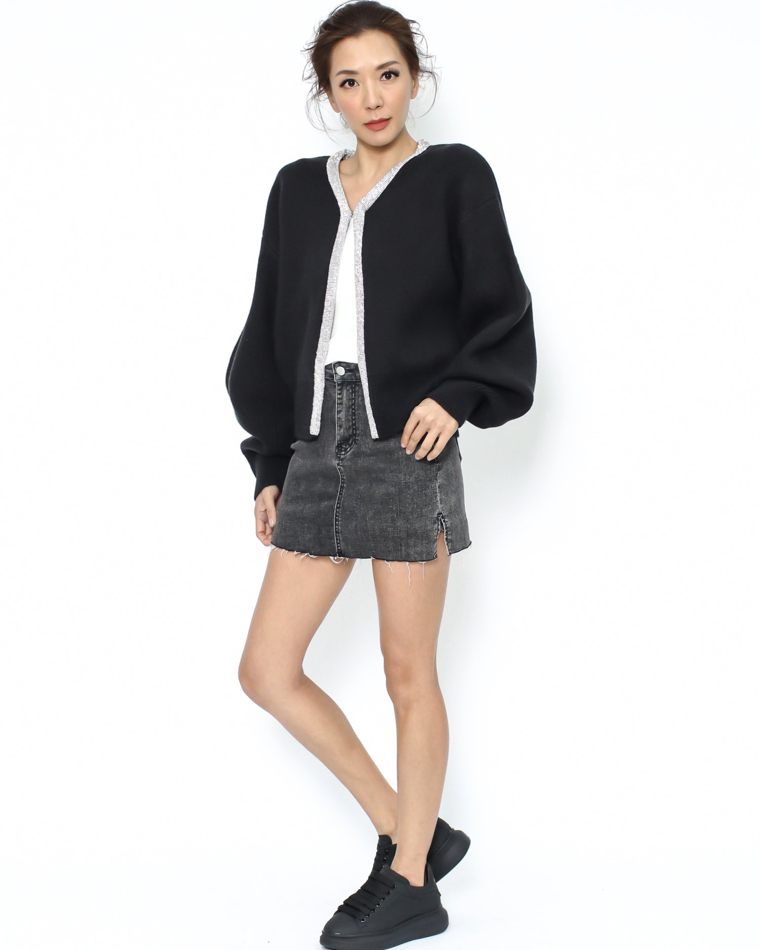 black diamonds trim knitted cardigan *pre-order*